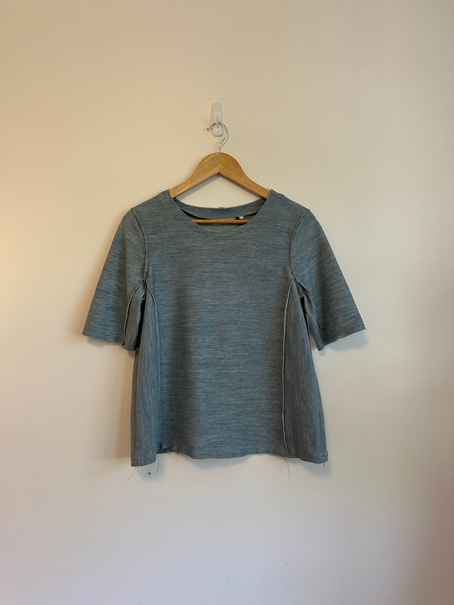 Zoe New York Stretch Denim Short Sleeve Top | Size XS