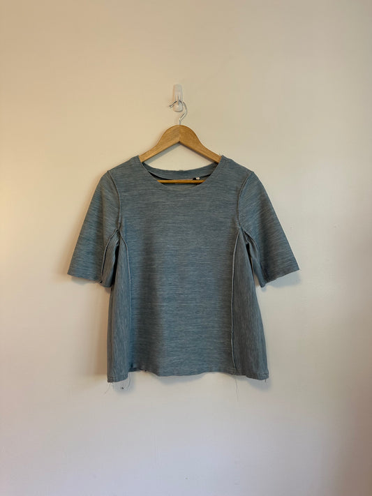 Zoe New York Stretch Denim Short Sleeve Top | Size XS