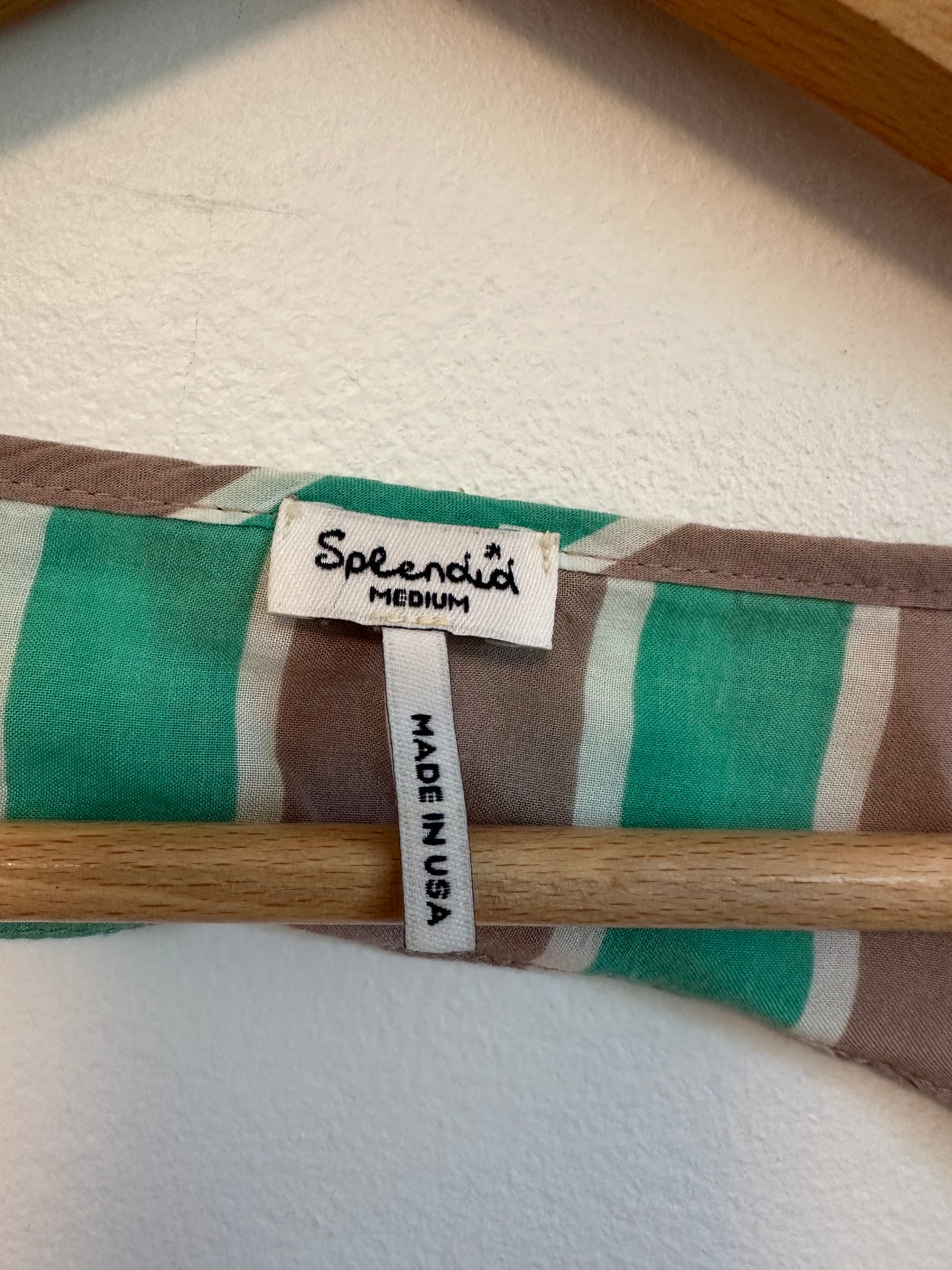 Splendid Gray and Green Striped Sleeveless Blouse | Size Medium