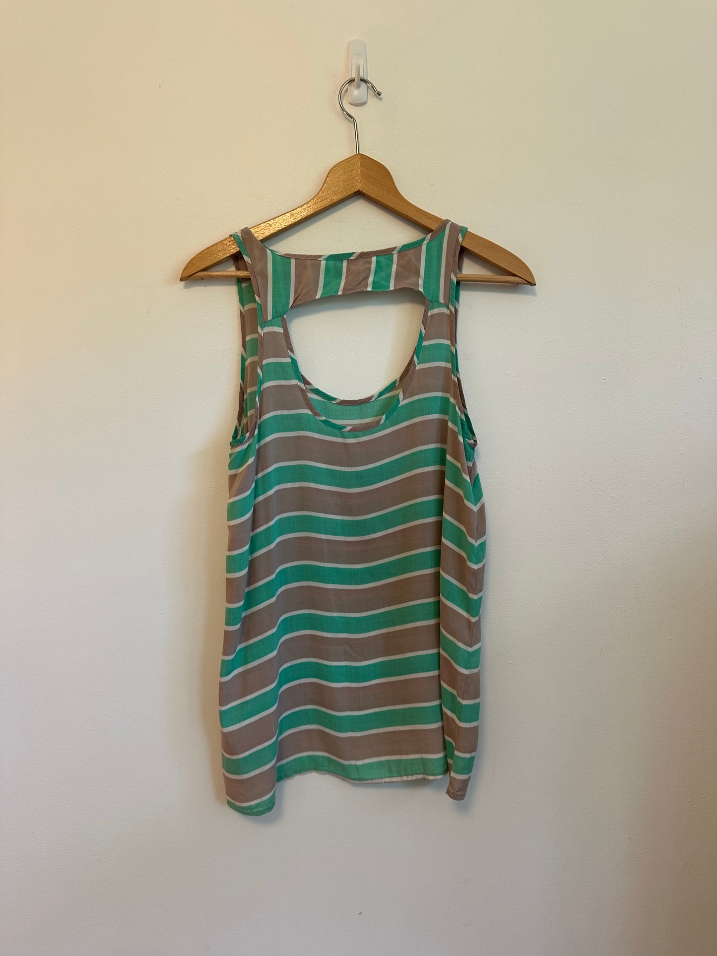 Splendid Gray and Green Striped Sleeveless Blouse | Size Medium