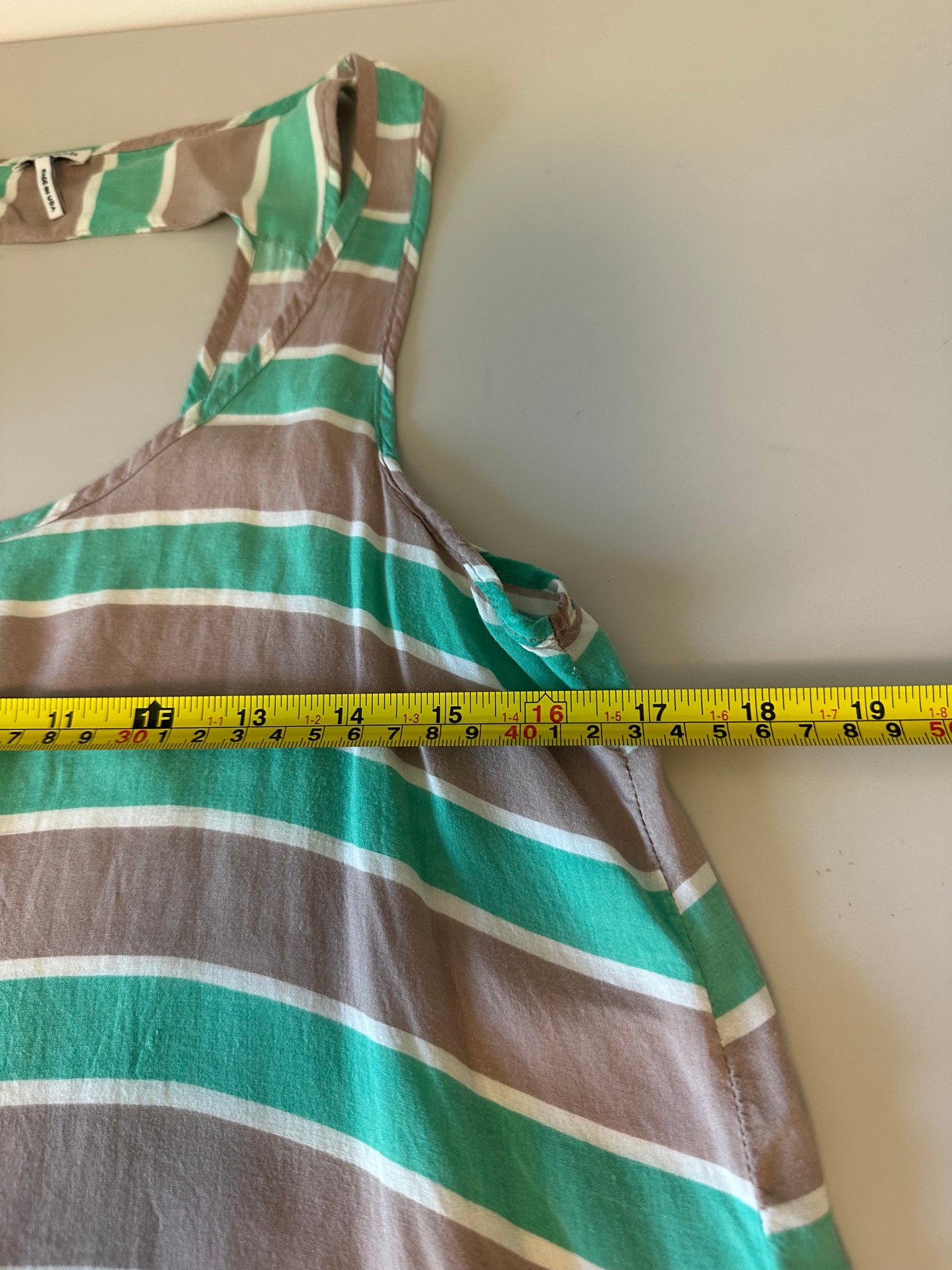 Splendid Gray and Green Striped Sleeveless Blouse | Size Medium