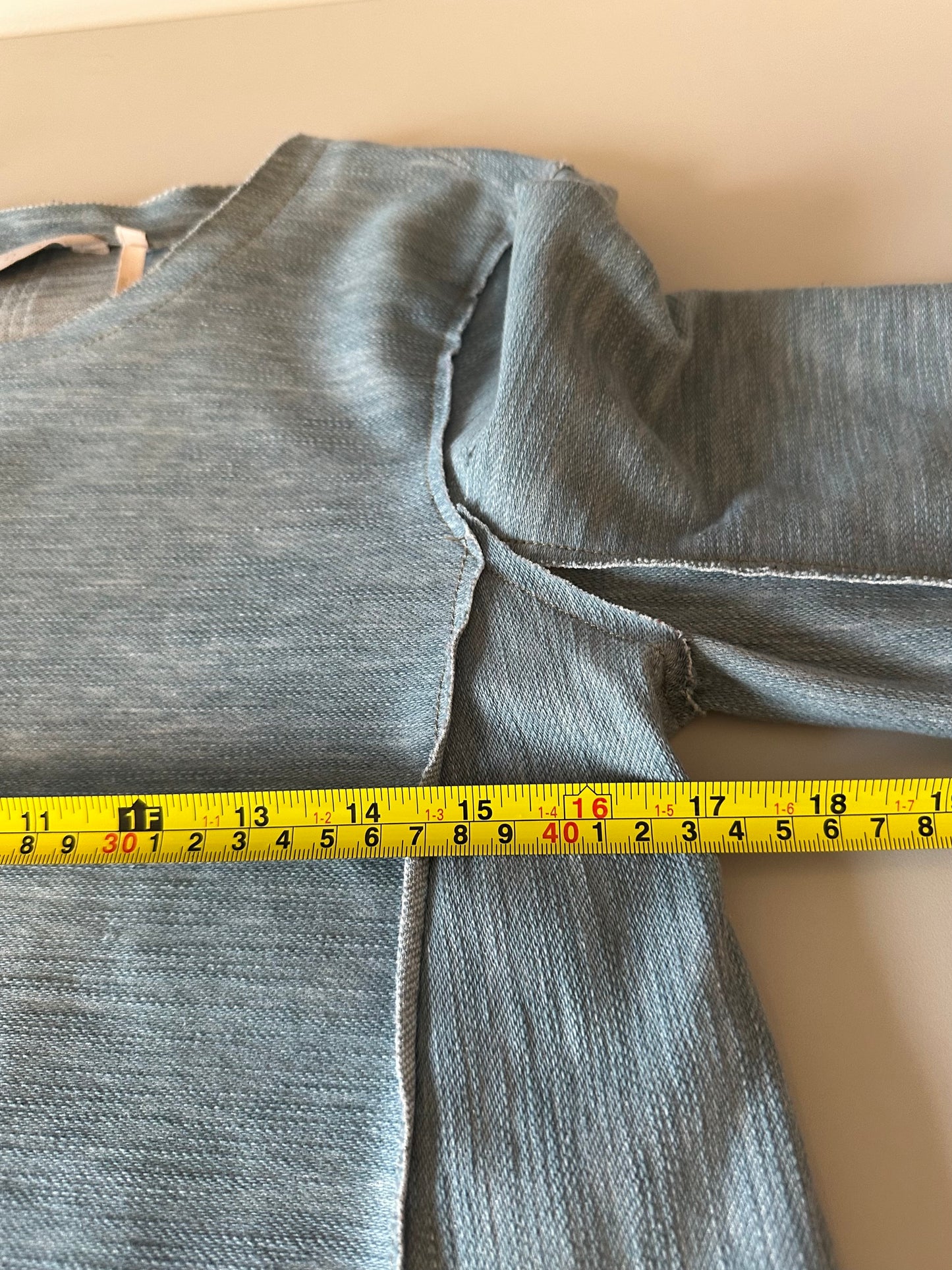 Zoe New York Stretch Denim Short Sleeve Top | Size XS