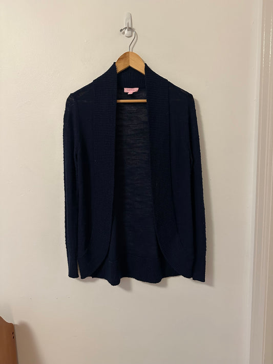 Lilly Pulitzer Navy Blue Open Front Cardigan | Size Small