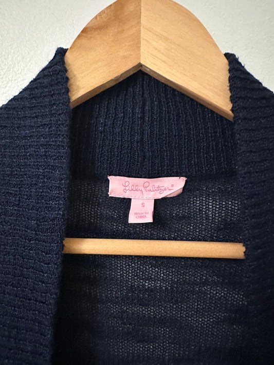 Lilly Pulitzer Navy Blue Open Front Cardigan | Size Small