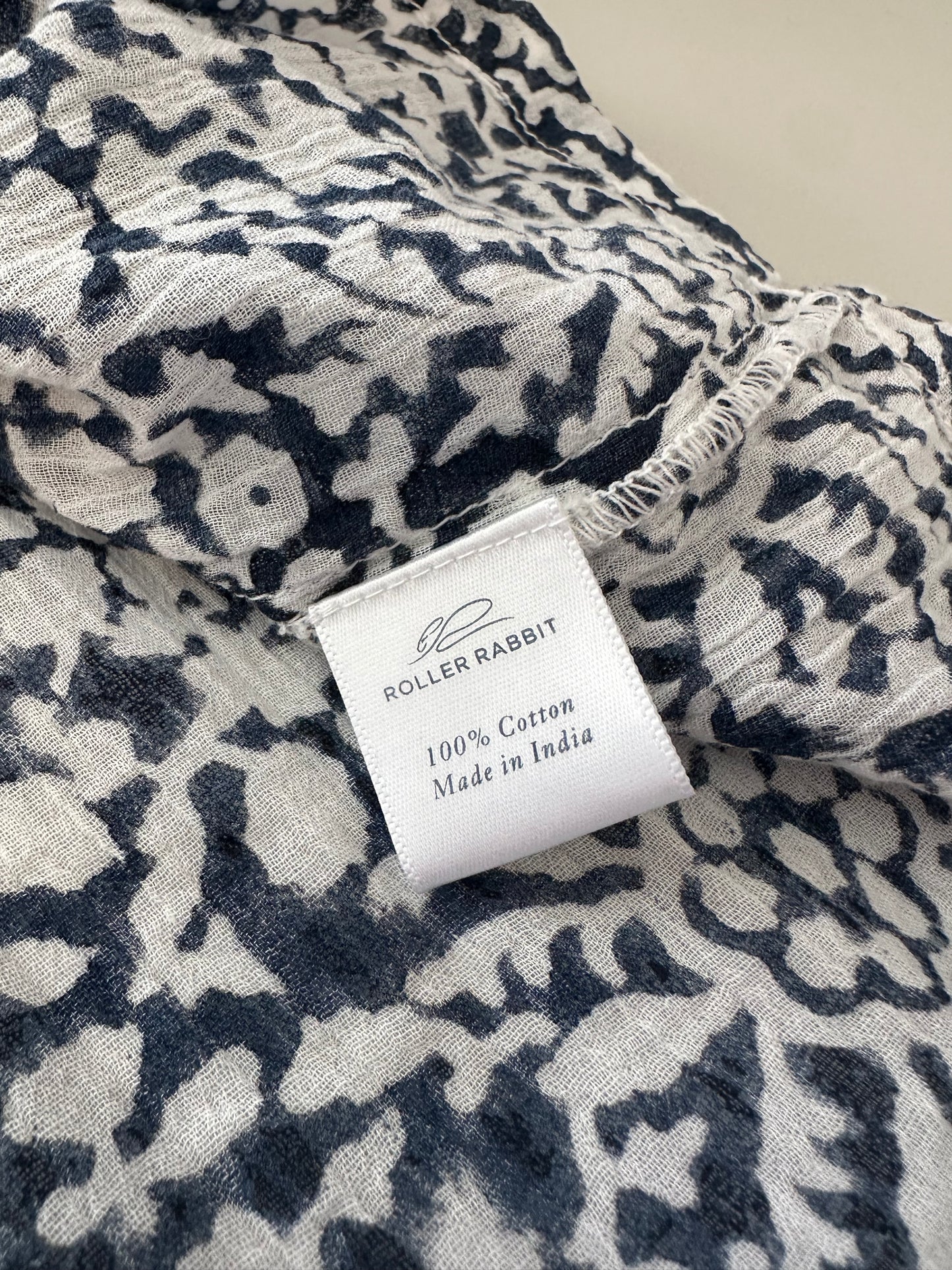 Roller Rabbit My Jamuna Navy Printed Pom Pom Blouse | Size Medium