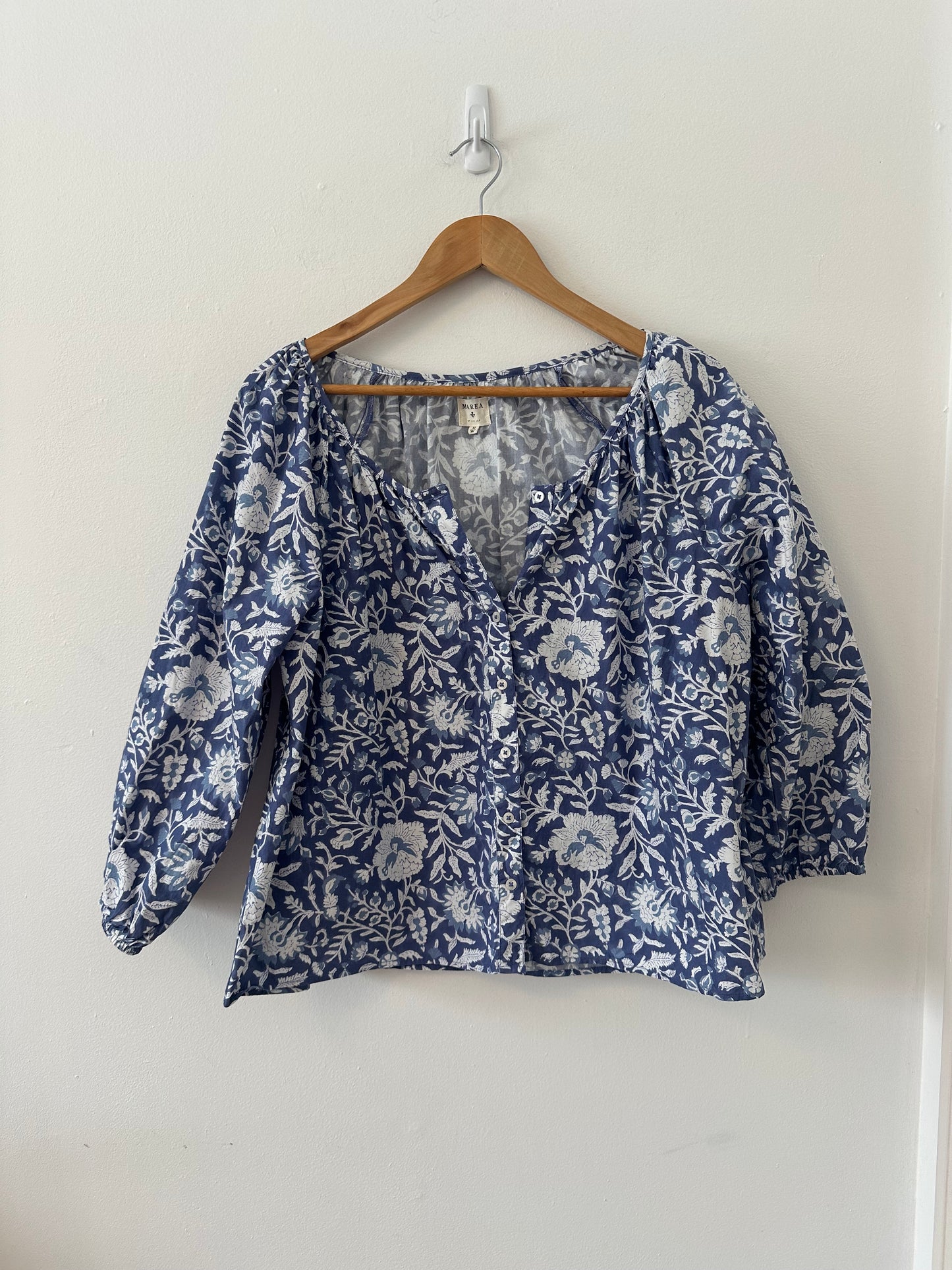 Marea Sophie Top in Blue Floral Print | Size Medium