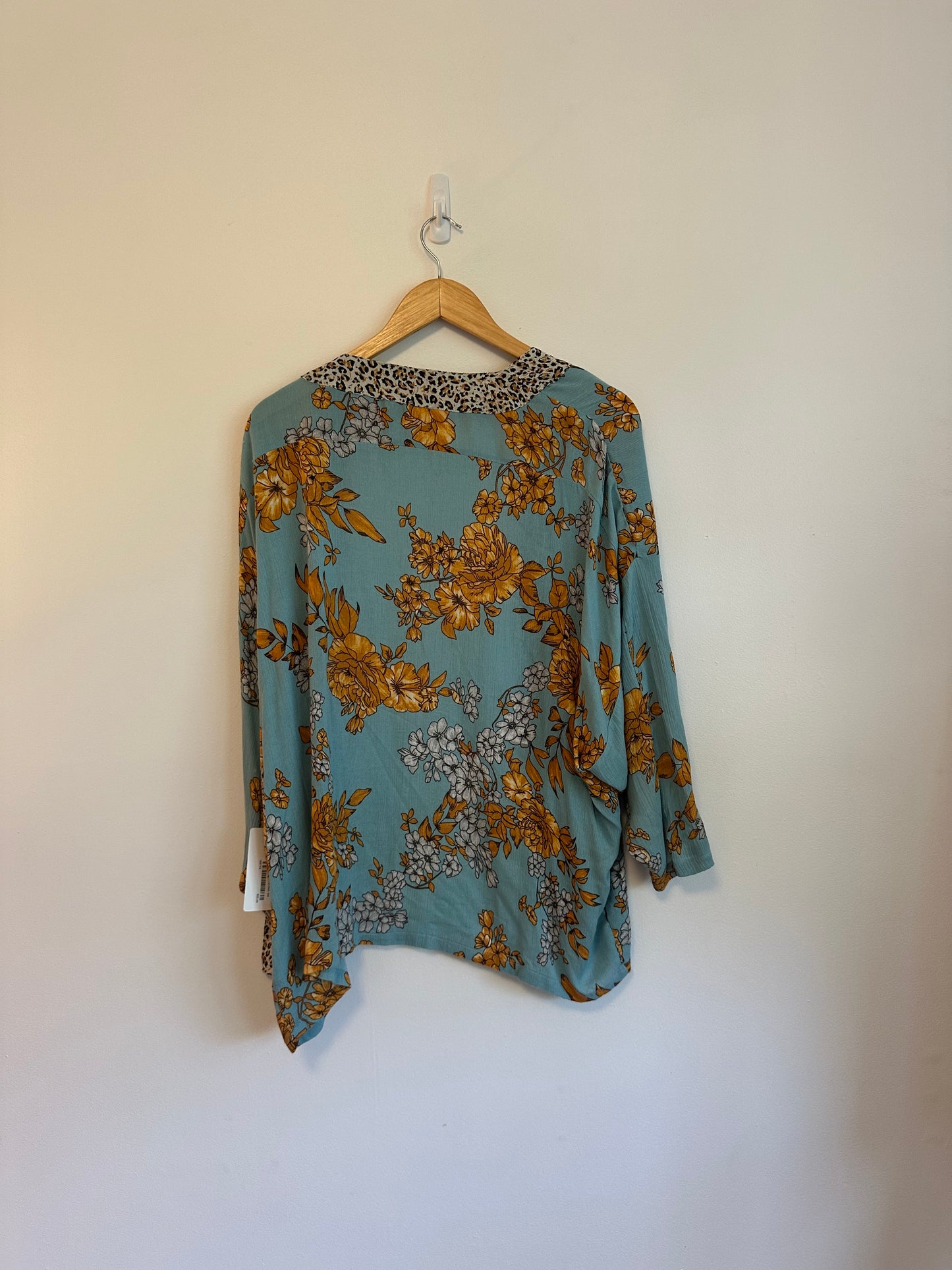 Anthropologie Leopard Trimmed Floral Kimono | One Size