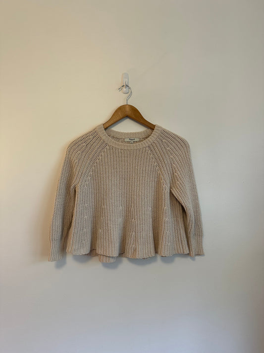 Madewell Cotton Tan Flared Knit Sweater | Size XS