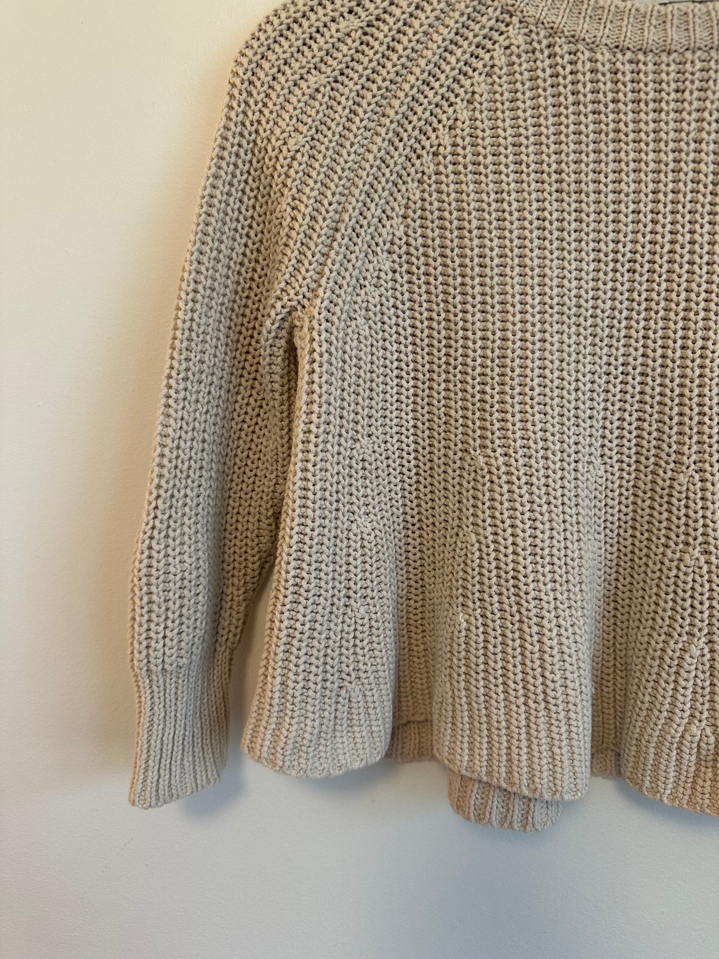 Madewell Cotton Tan Flared Knit Sweater | Size XS