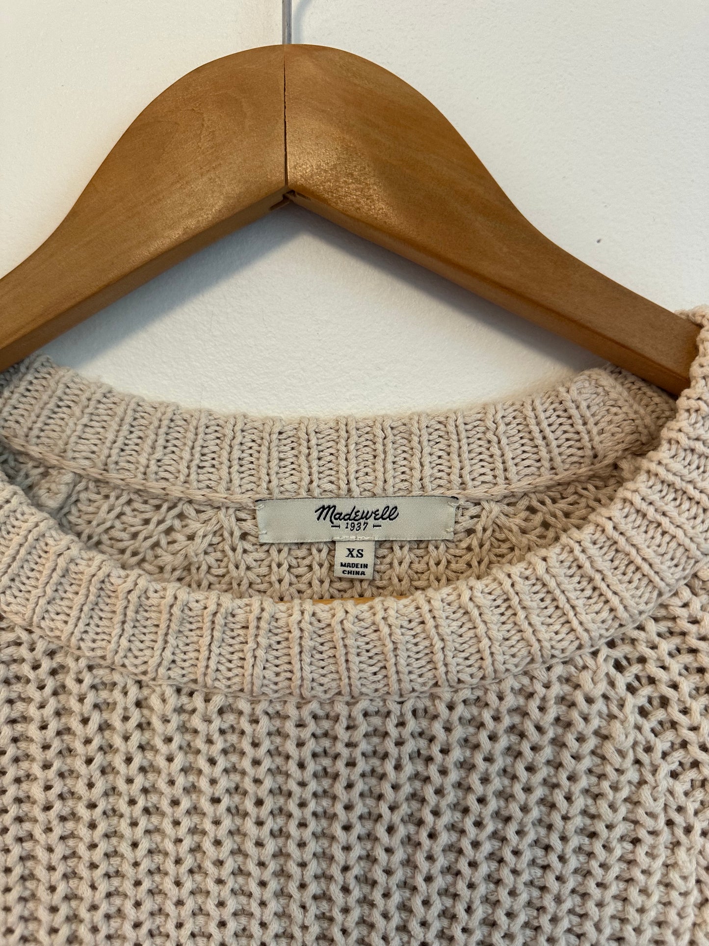 Madewell Cotton Tan Flared Knit Sweater | Size XS