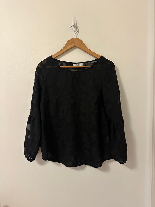 Q&A Black Floral Lace Blouse | Size Small