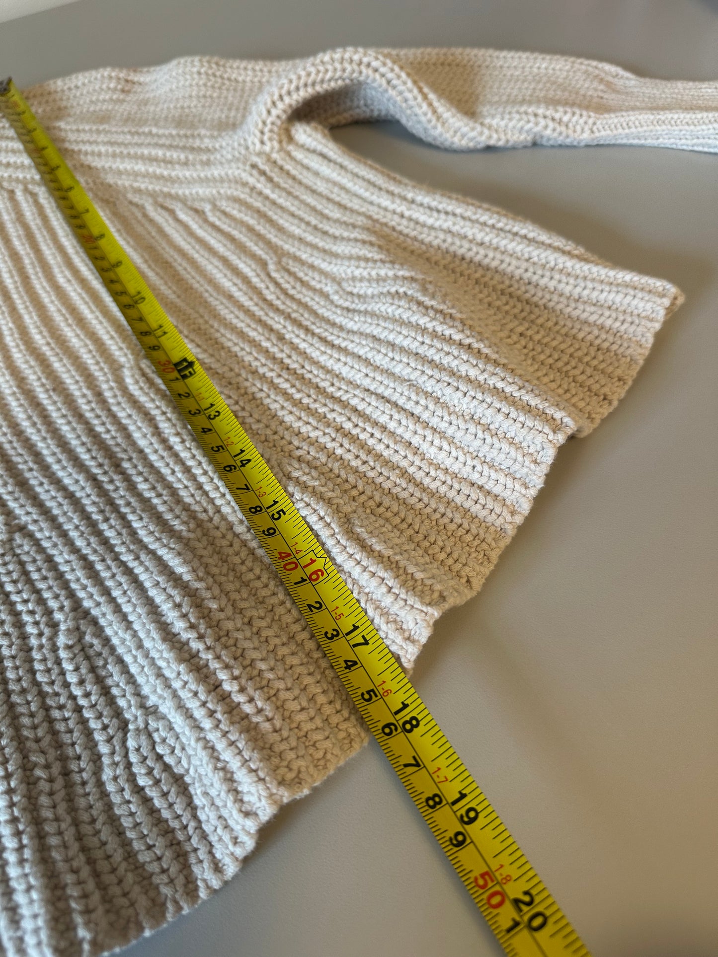 Madewell Cotton Tan Flared Knit Sweater | Size XS