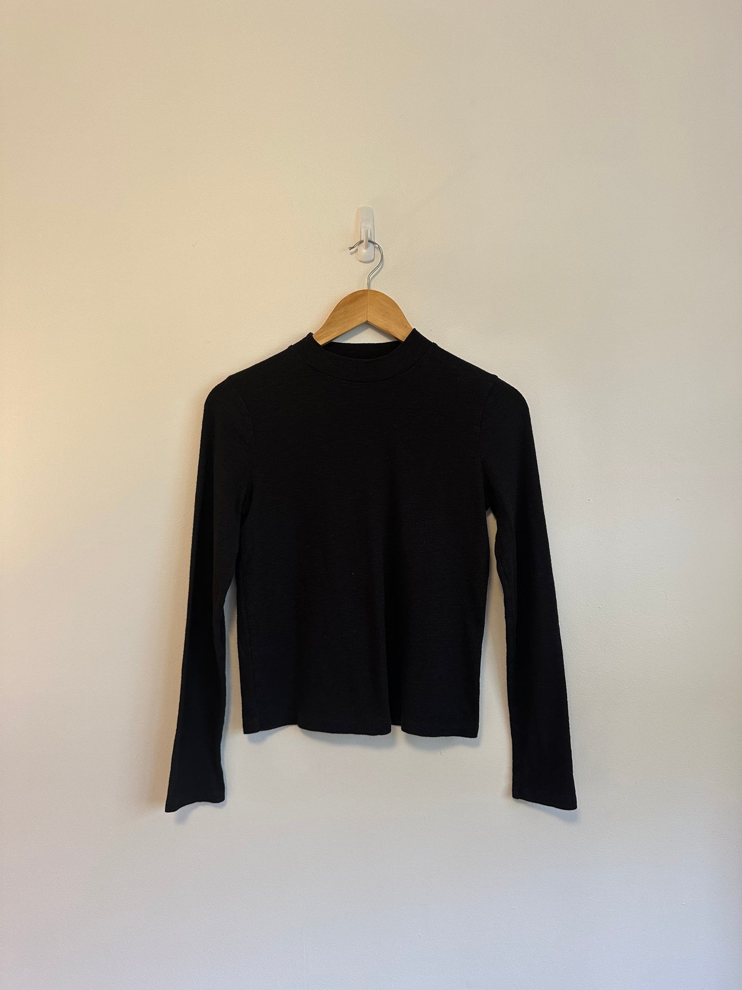 Madewell Black Cotton Waffle Long Sleeve T-Shirt | Size XS