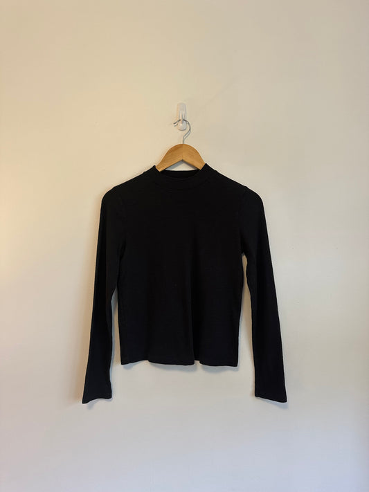 Madewell Black Cotton Waffle Long Sleeve T-Shirt | Size XS