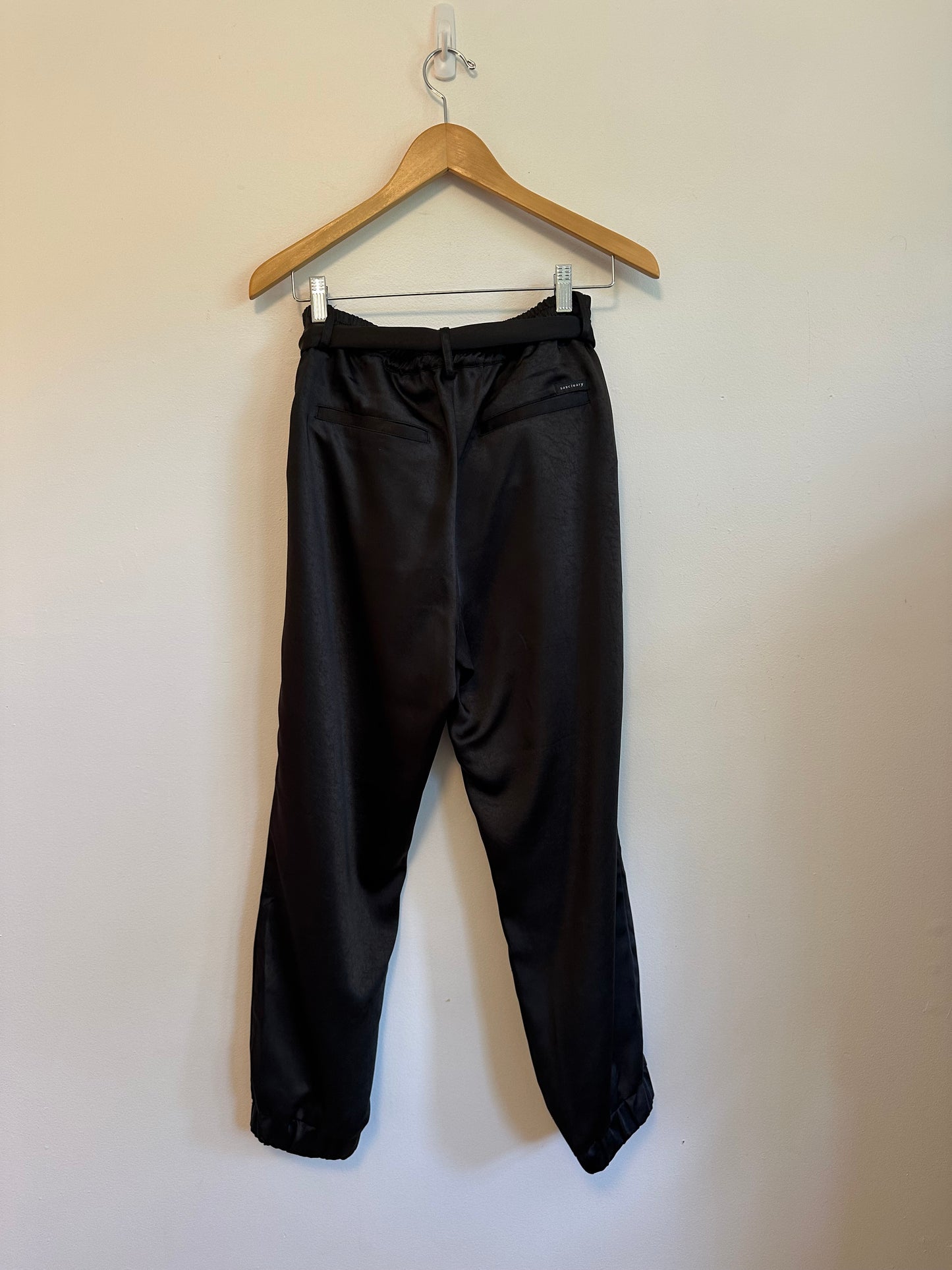 Sanctuary Black Satin Jogger Pants | Size 28
