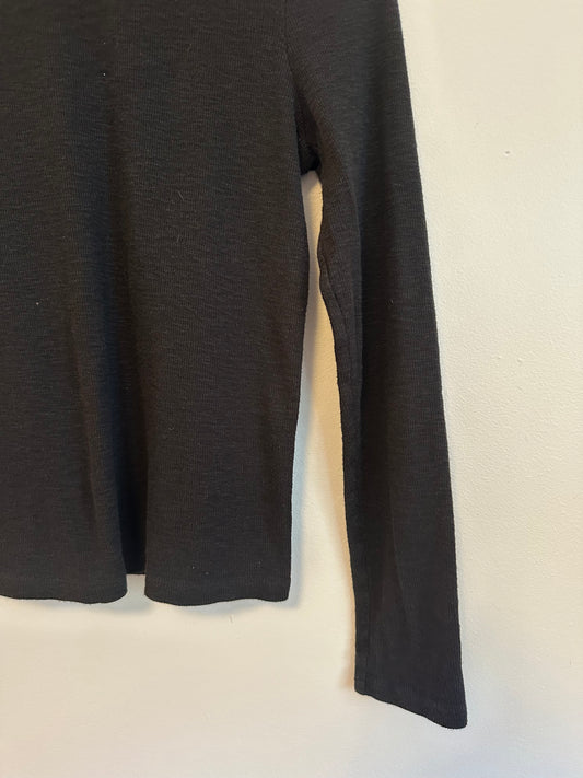 Madewell Black Cotton Waffle Long Sleeve T-Shirt | Size XS