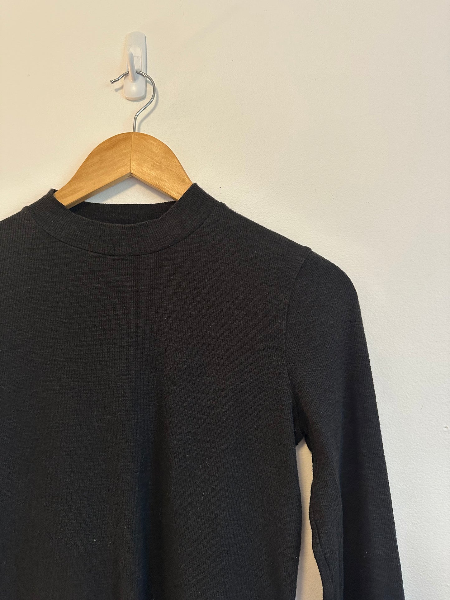 Madewell Black Cotton Waffle Long Sleeve T-Shirt | Size XS