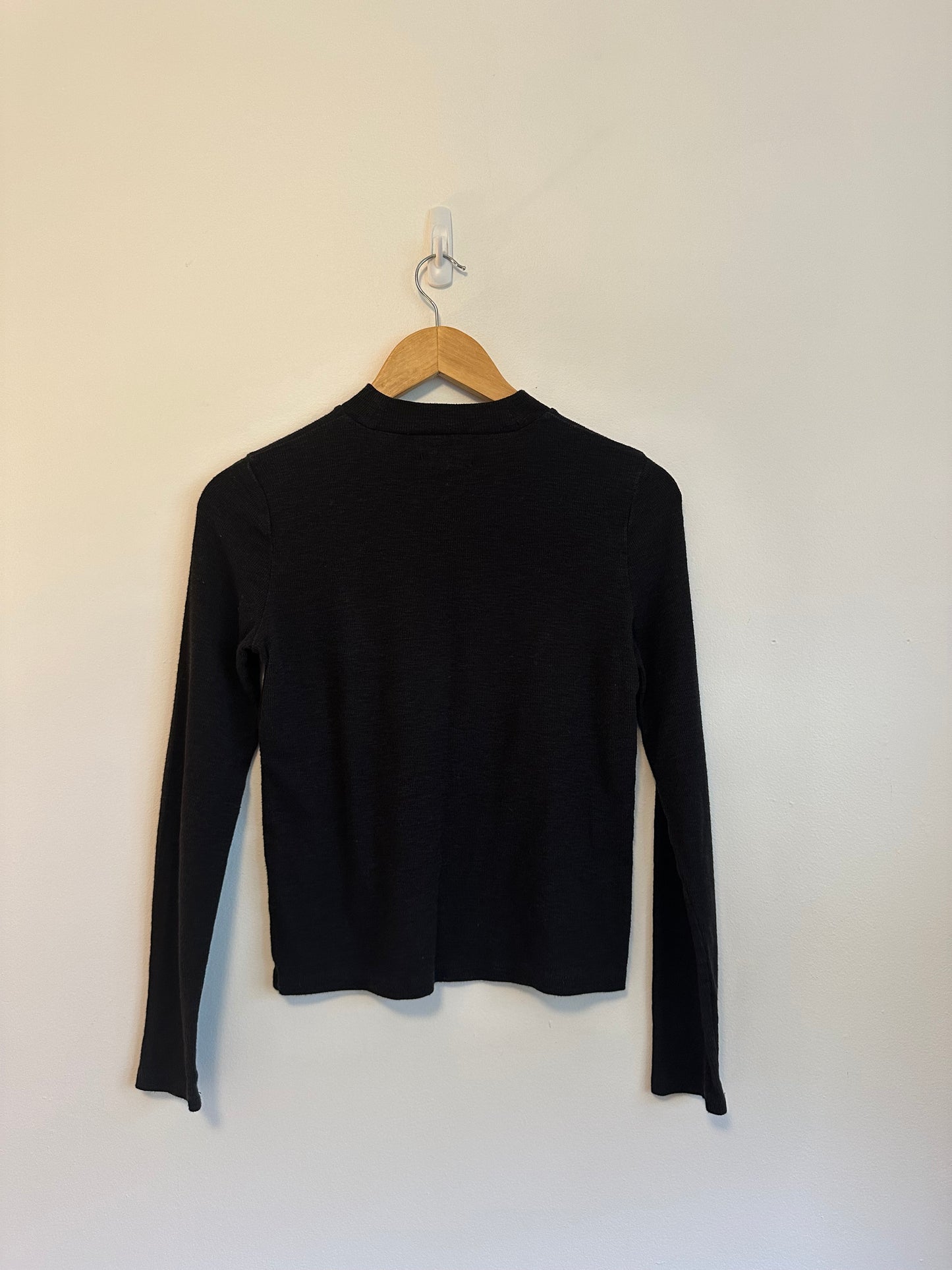 Madewell Black Cotton Waffle Long Sleeve T-Shirt | Size XS