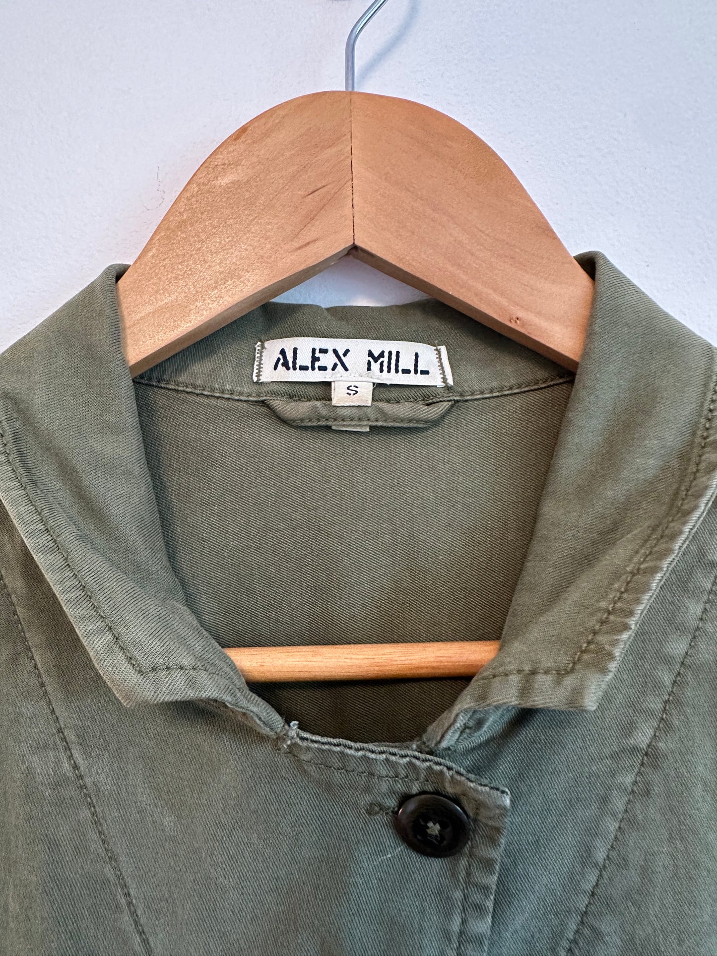 Alex Mill Expedition Jumpsuit in Olive Green Washed Twill | Size Small
