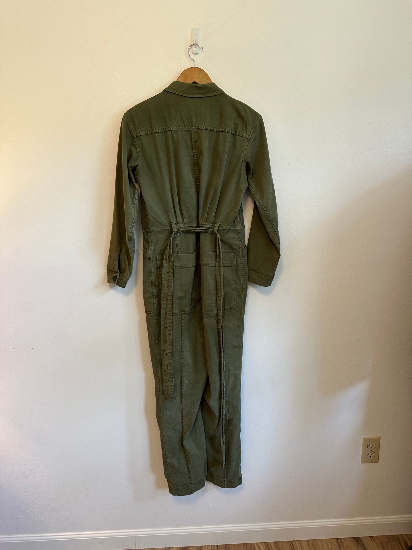 Alex Mill Expedition Jumpsuit in Olive Green Washed Twill | Size Small