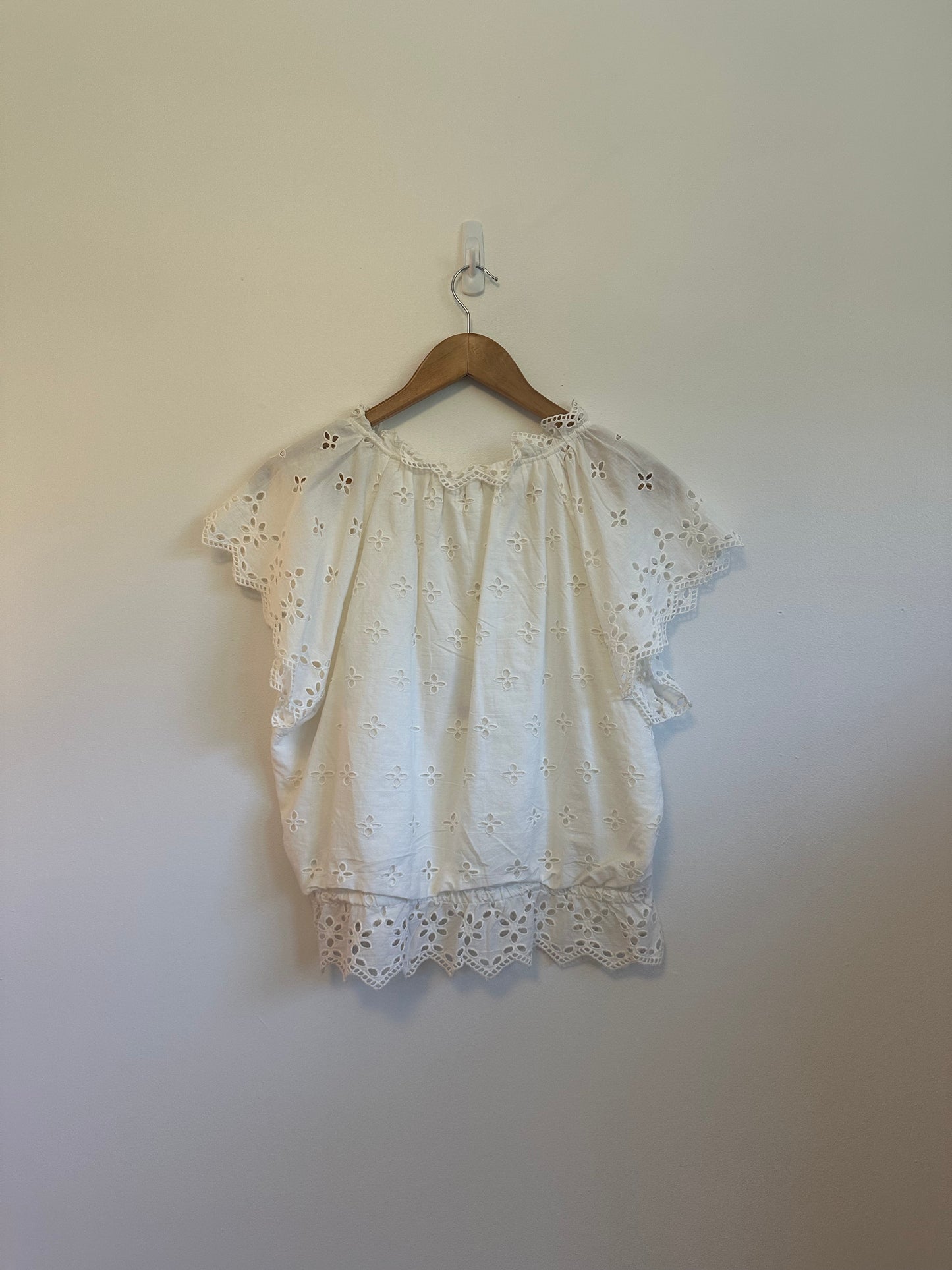 NWT Marea Erin Cotton Eyelet Top in White | Size Large
