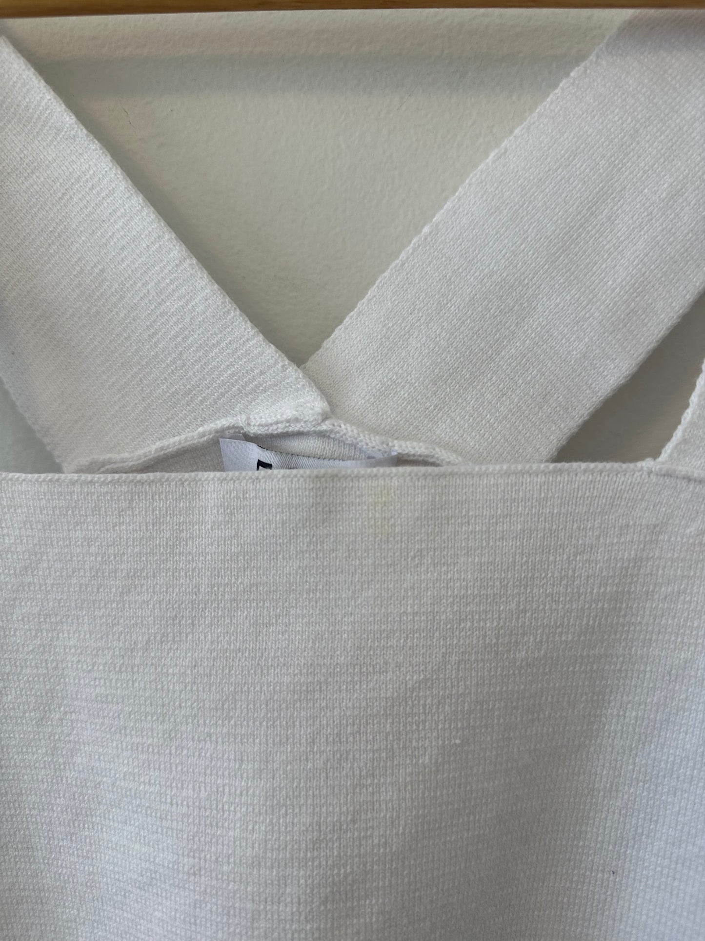 525 America Wide Strap Square Neck Knit Tank Top in Bleach White | Size Medium