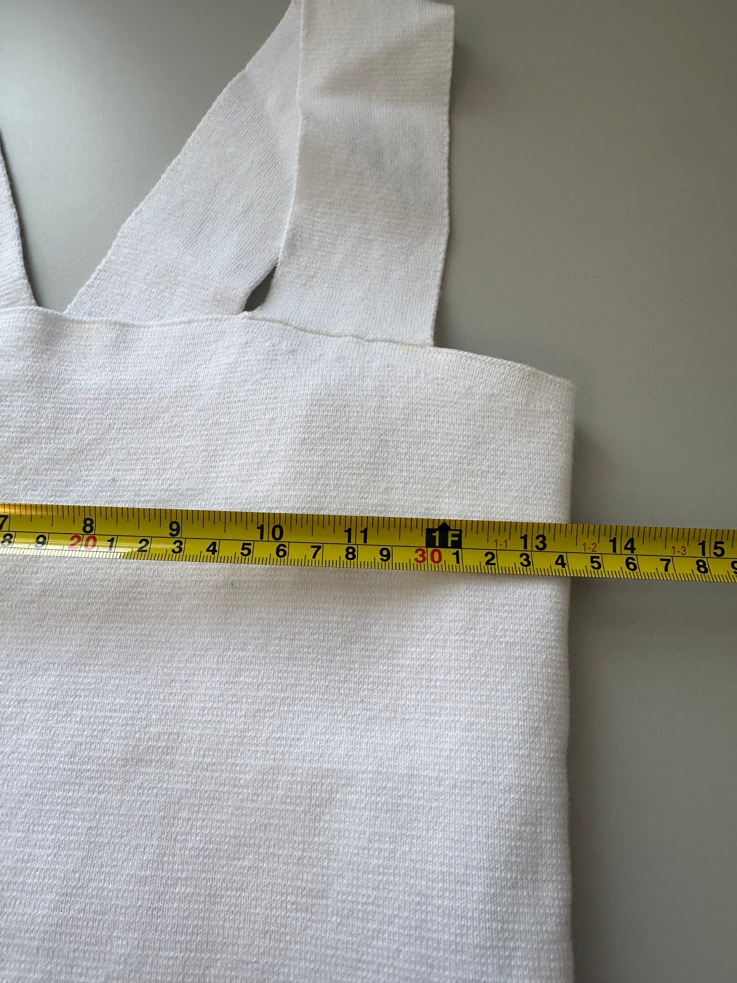 525 America Wide Strap Square Neck Knit Tank Top in Bleach White | Size Medium