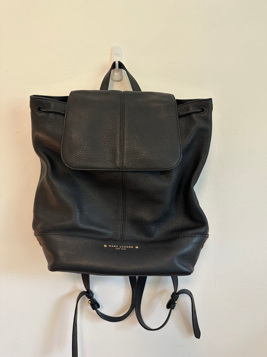 Marc Jacobs Drawstring Backpack in Black Pebbled Leather