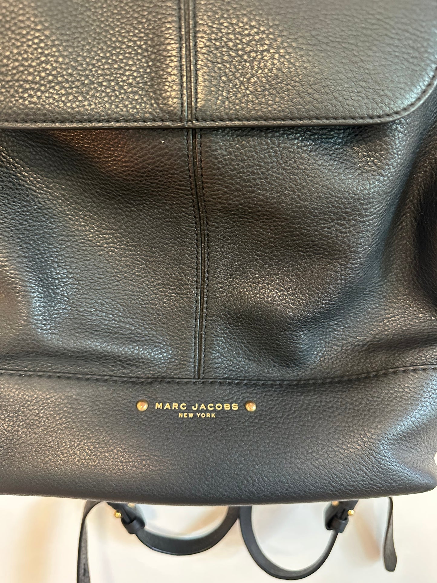 Marc Jacobs Drawstring Backpack in Black Pebbled Leather