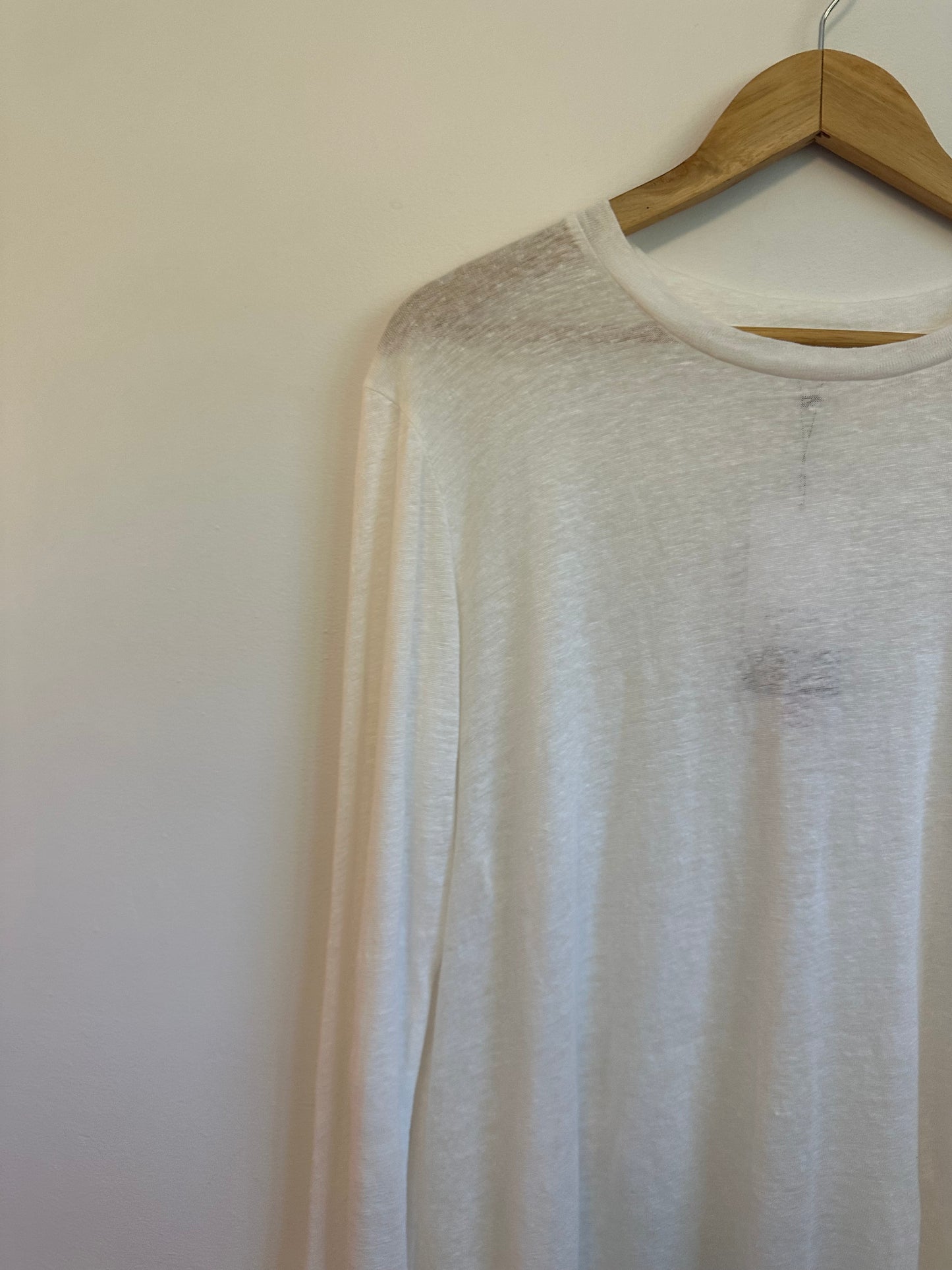 NWT Emerson Fry Linen Long Sleeve Crewneck White T-Shirt | Size Large