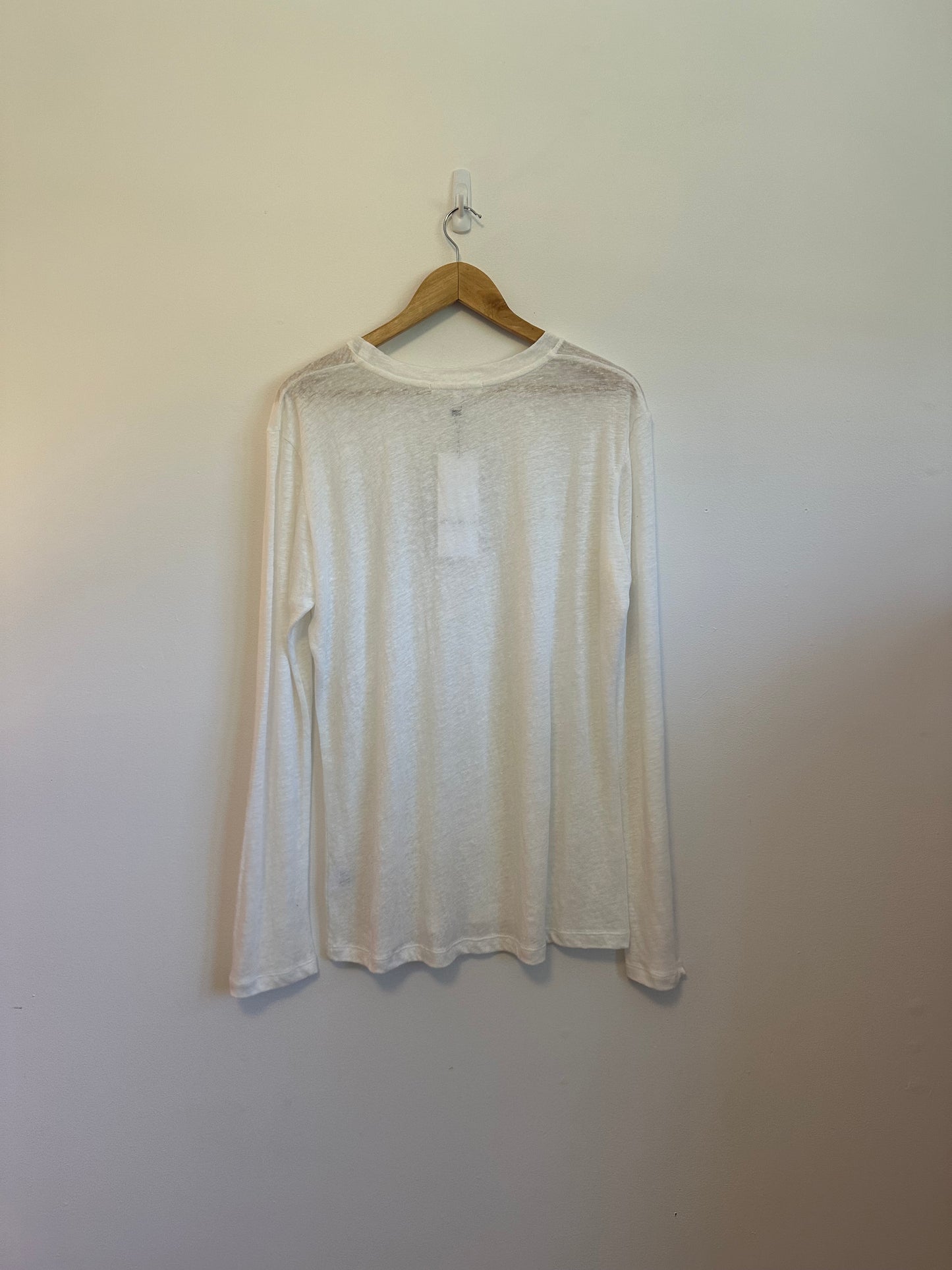 NWT Emerson Fry Linen Long Sleeve Crewneck White T-Shirt | Size Large