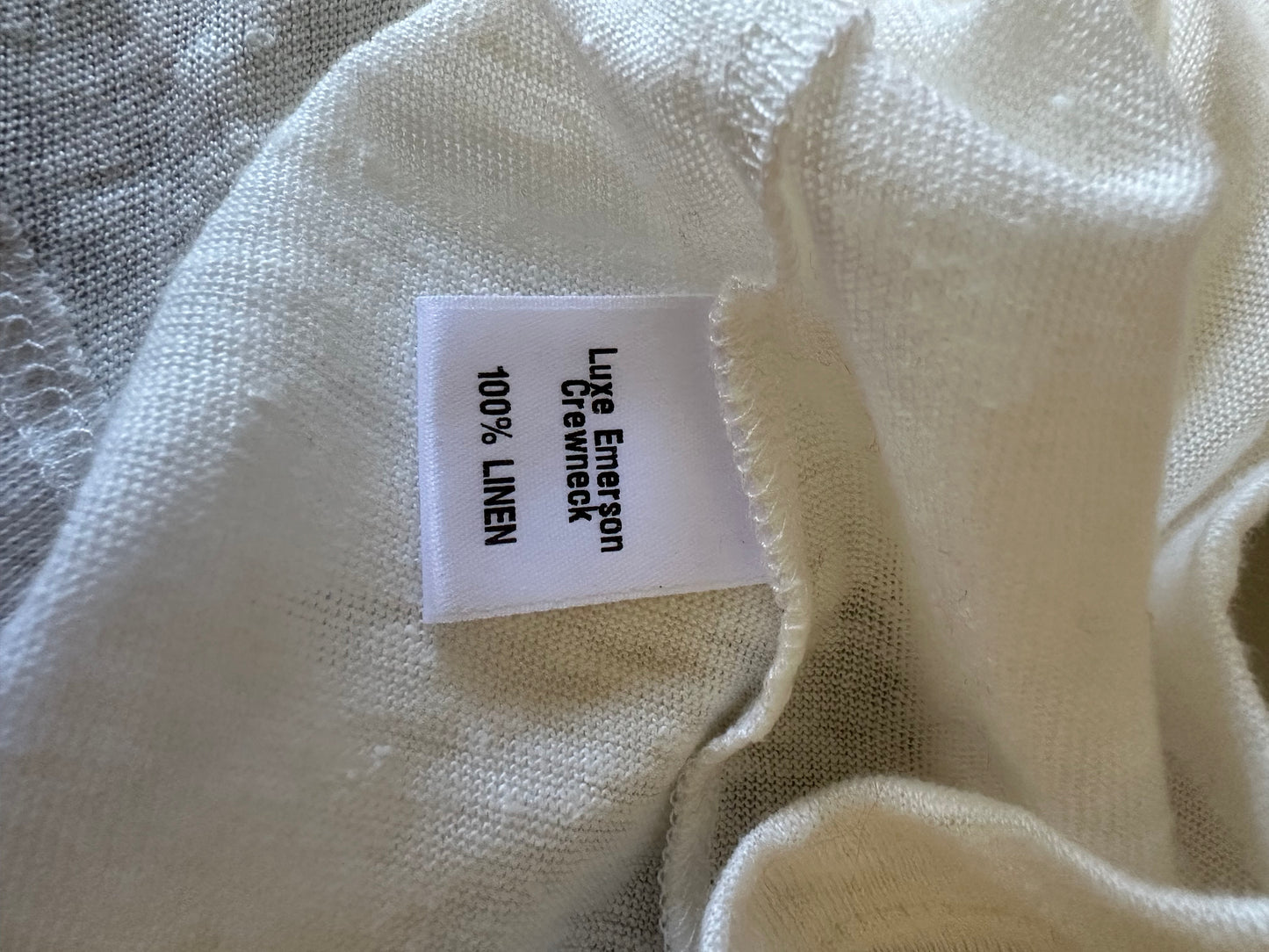 NWT Emerson Fry Linen Long Sleeve Crewneck White T-Shirt | Size Large