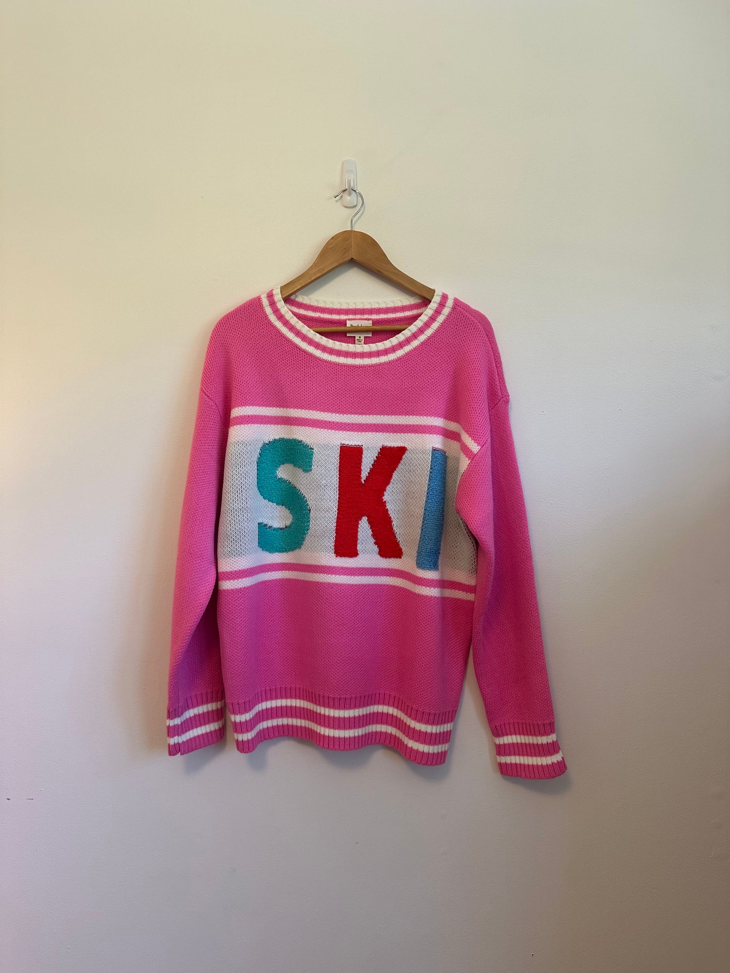 NWT Peach Love Oversized Neon Pink Ski Logo Sweater | Size Medium