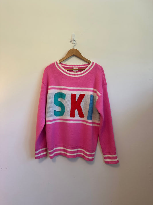 NWT Peach Love Oversized Neon Pink Ski Logo Sweater | Size Medium