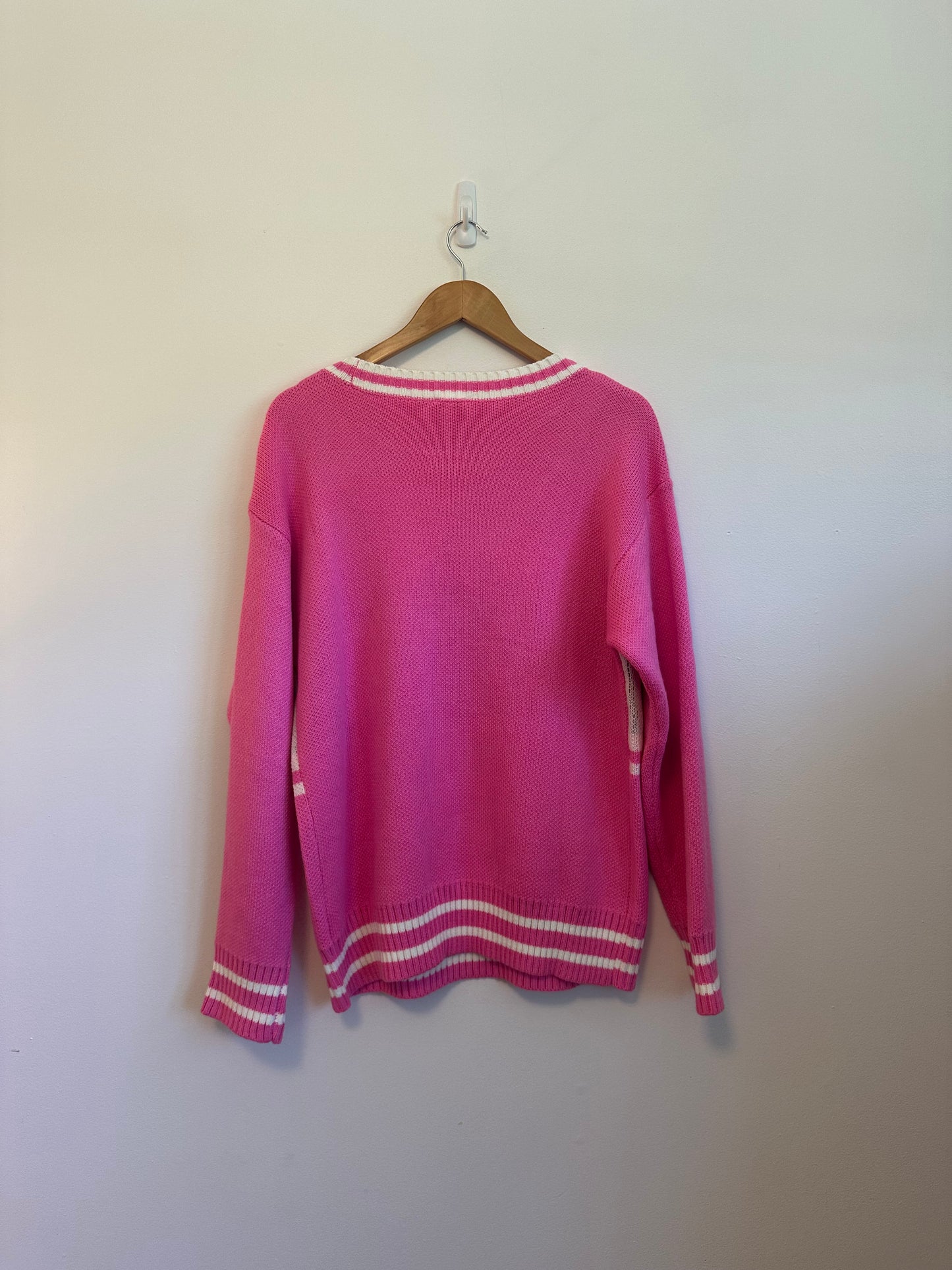 NWT Peach Love Oversized Neon Pink Ski Logo Sweater | Size Medium