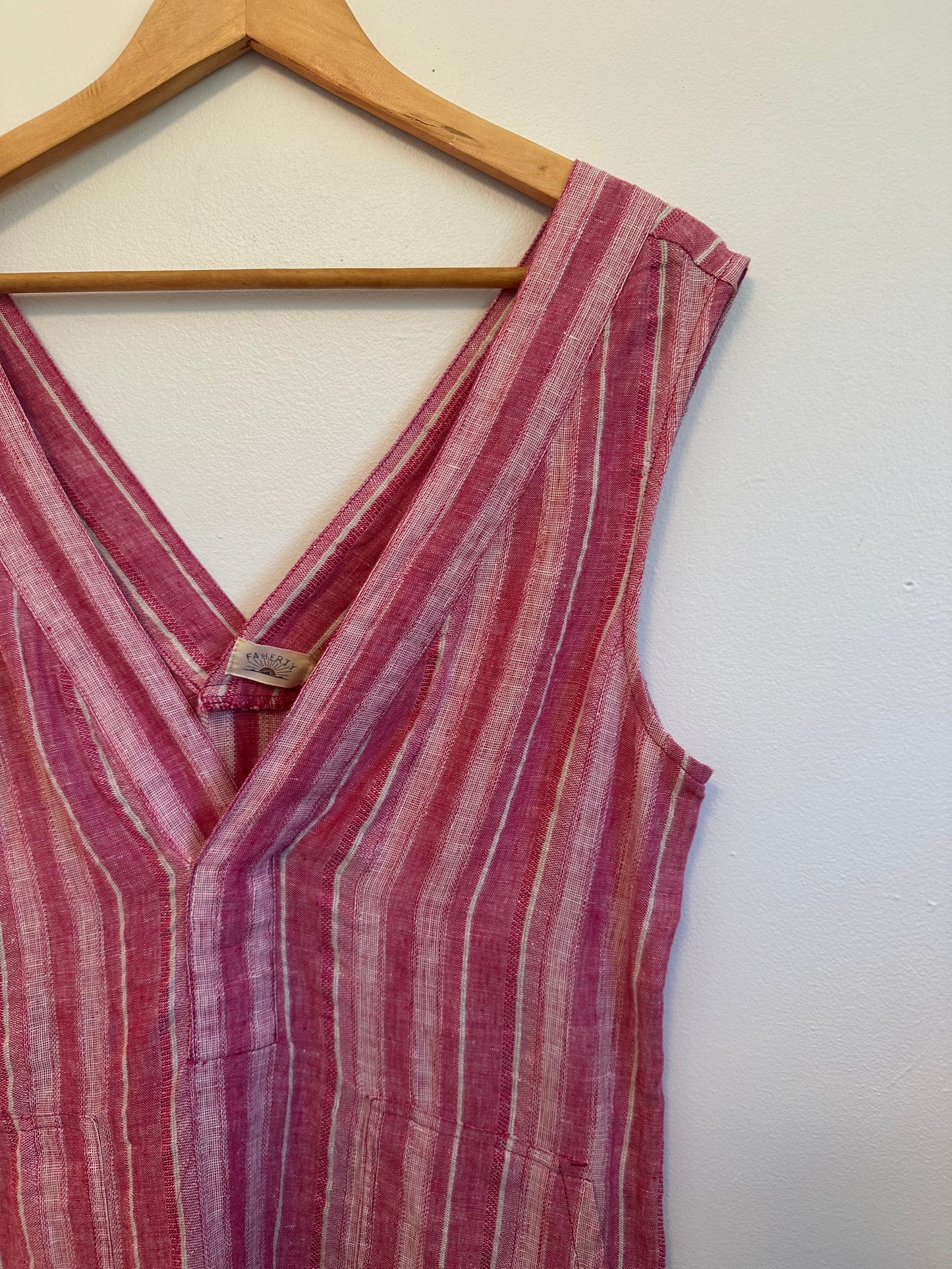 NWT Faherty Azure Linen Dress in Granita Stripe | Size XS