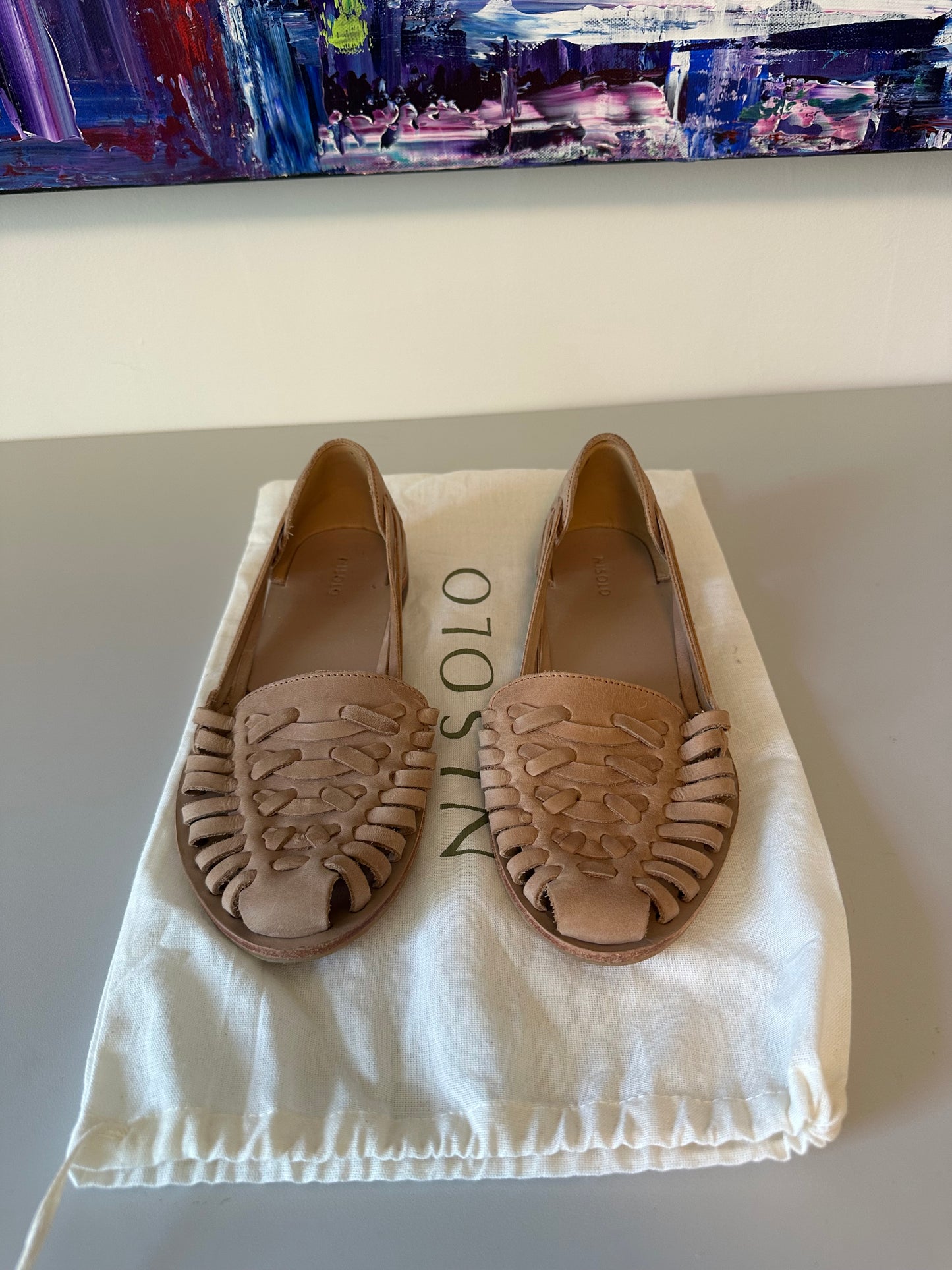 Nisolo Huarache Sandal 2.0 in Almond Leather | Size 7.5