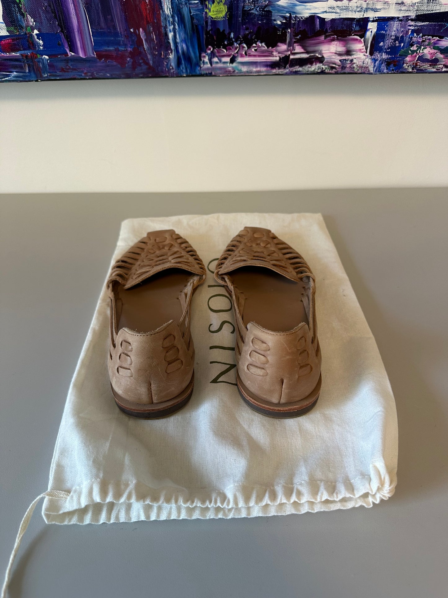 Nisolo Huarache Sandal 2.0 in Almond Leather | Size 7.5