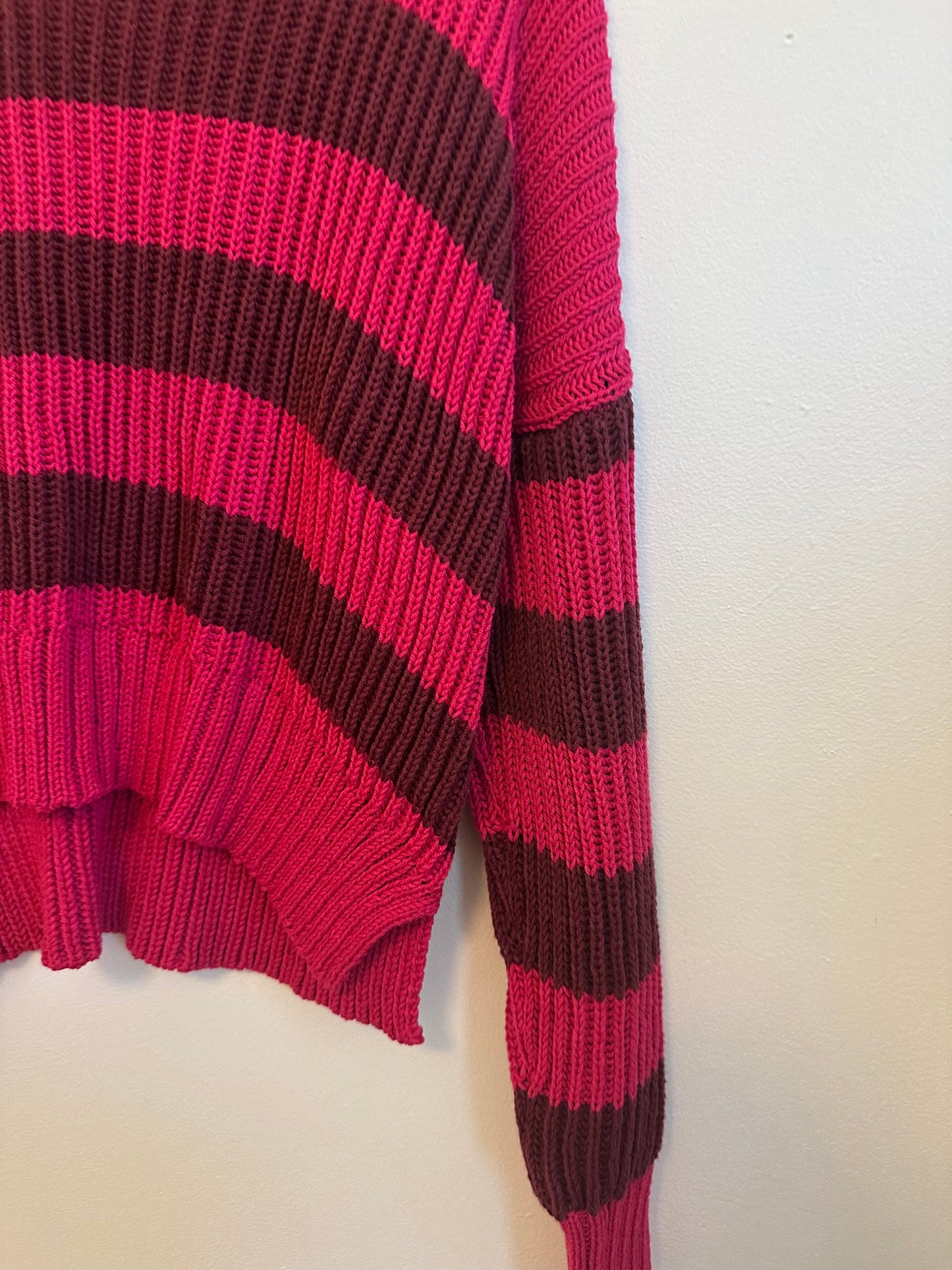 NWT Wooden Ships Teddy Striped Cropped V-Neck Cotton Sweater | Size XS