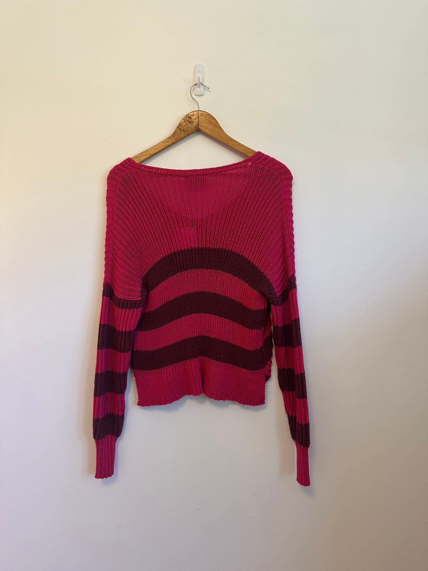 NWT Wooden Ships Teddy Striped Cropped V-Neck Cotton Sweater | Size XS