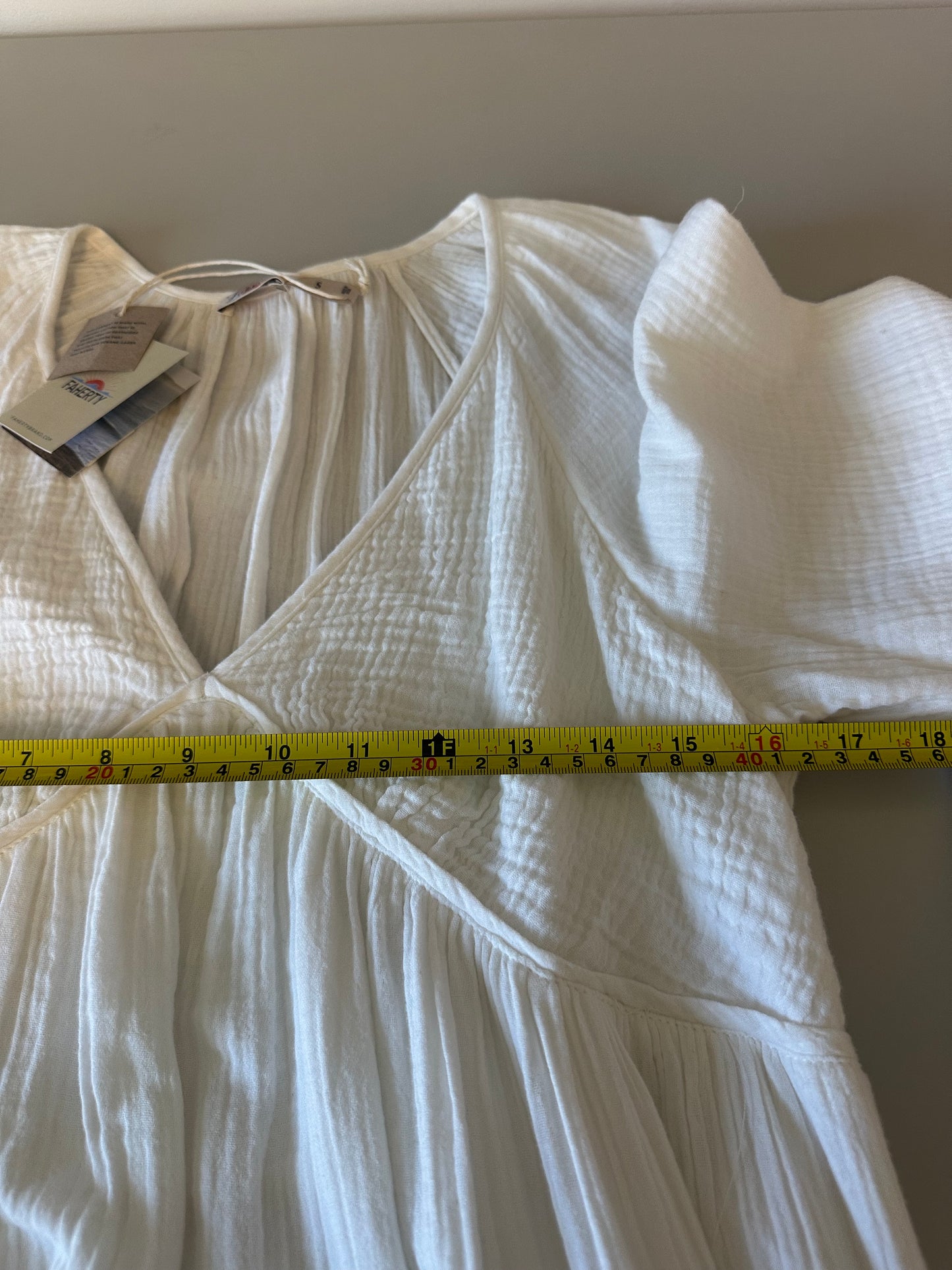 NWT Faherty Dream Cotton Gauze Sirene Dress in White | Size Small
