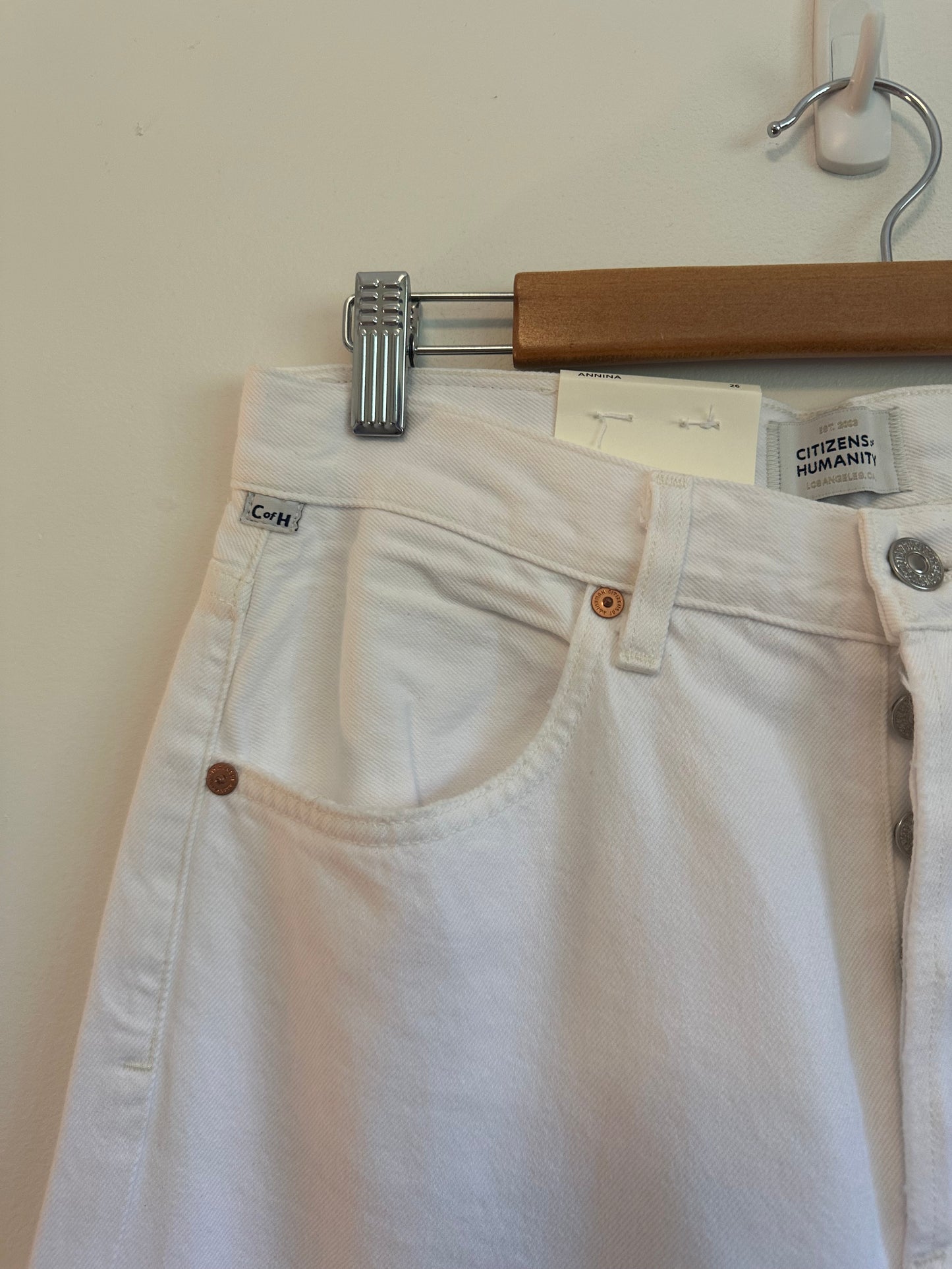 NWT Citizens of Humanity Annina Straight Leg White Jeans | Size 26