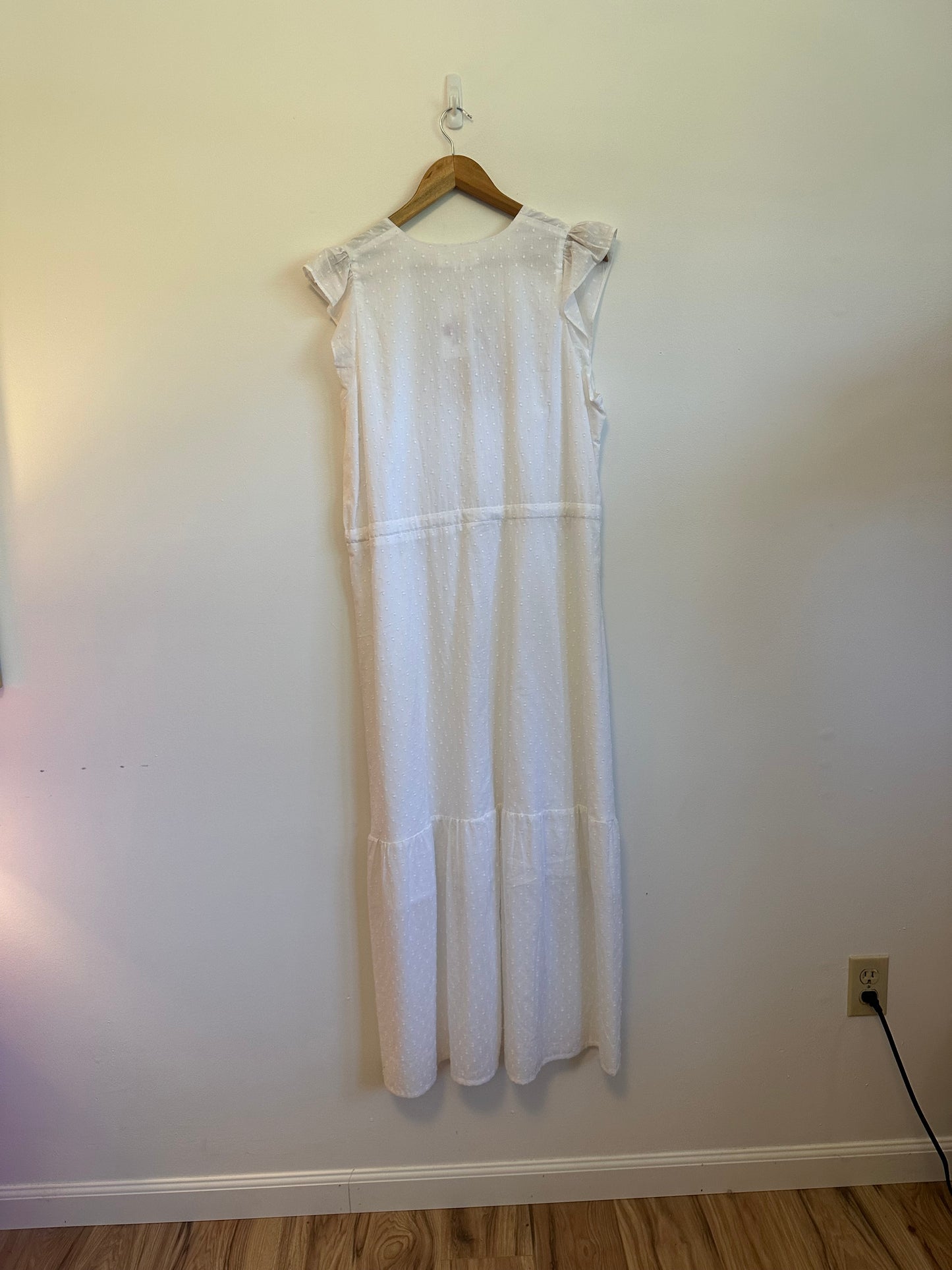 NWT Emerson Fry White Swiss Dot Cotton Dress | Size Large