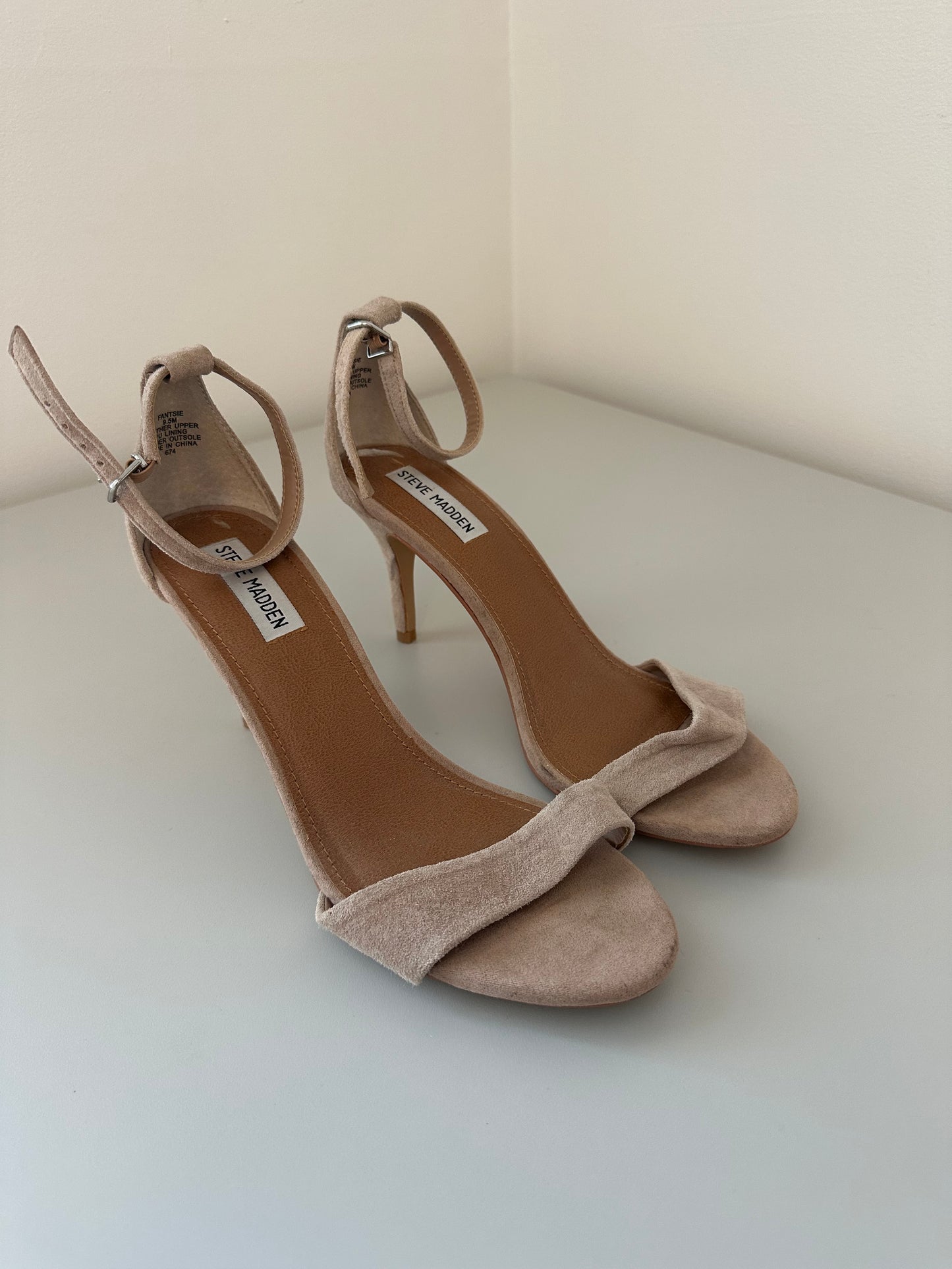 Steve Madden Adelle Tan Suede Strappy Heels | Size 9.5
