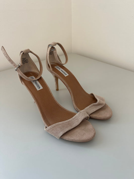 Steve Madden Adelle Tan Suede Strappy Heels | Size 9.5