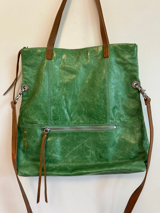 Hobo Green Leather Bag with Brown Straps