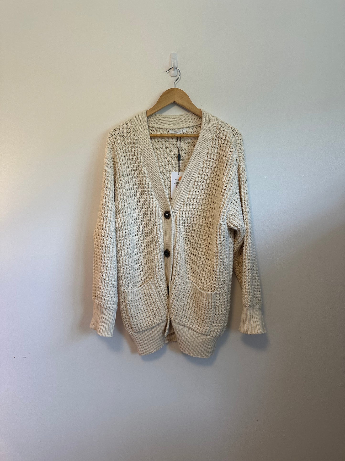 NWT Emerson Fry Cozy Cotton Cardigan in Ivory | Size Medium