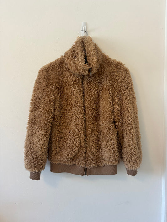 BB Dakota Zip Front Tan Teddy Jacket | Size XS
