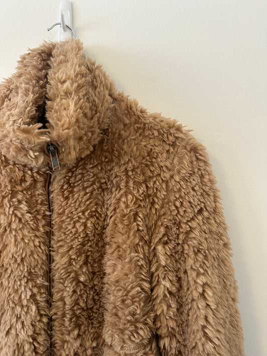 BB Dakota Zip Front Tan Teddy Jacket | Size XS