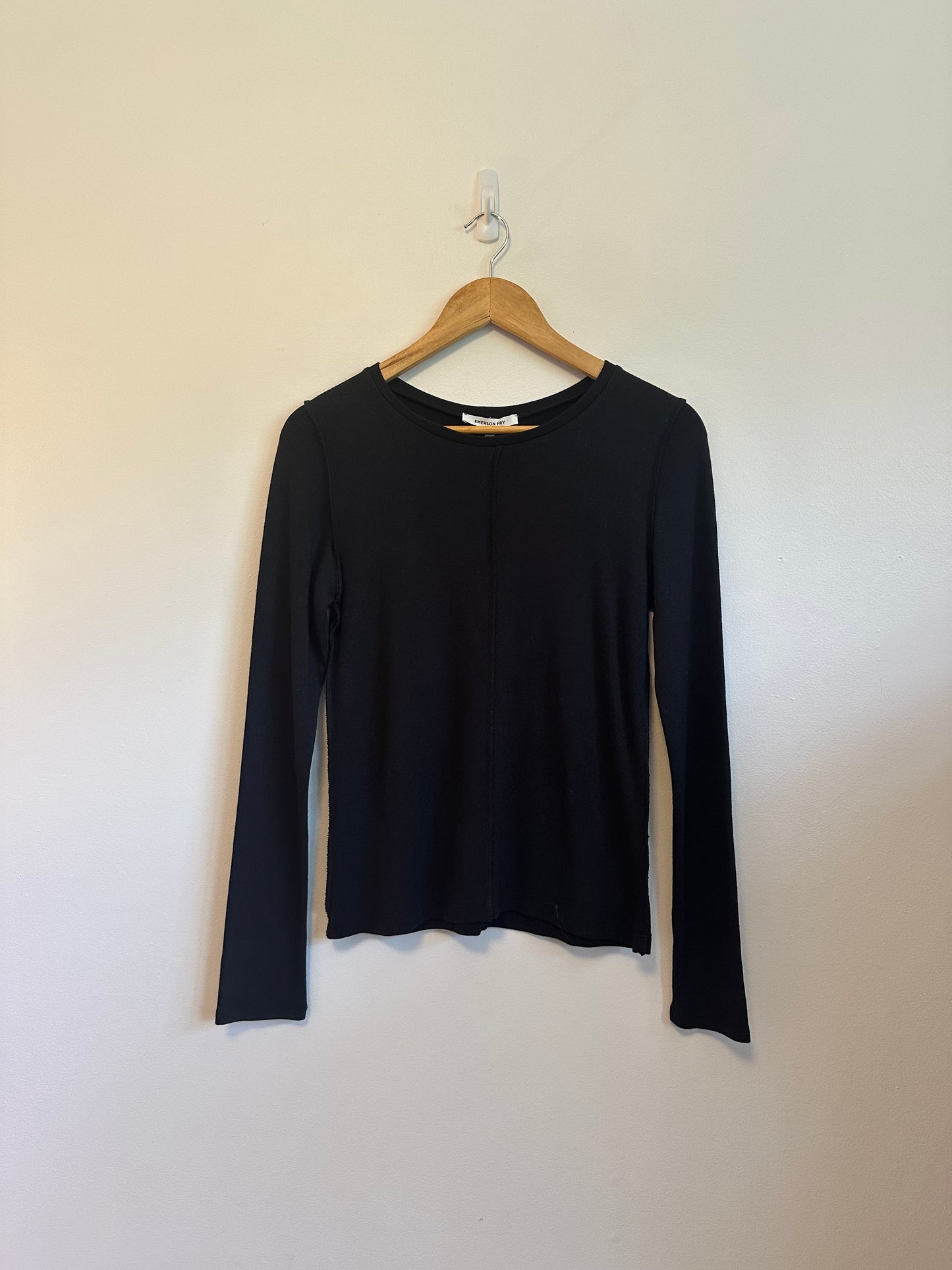 NWT Emerson Fry Amy Crewneck Long Sleeve T-Shirt in Black | Size Medium